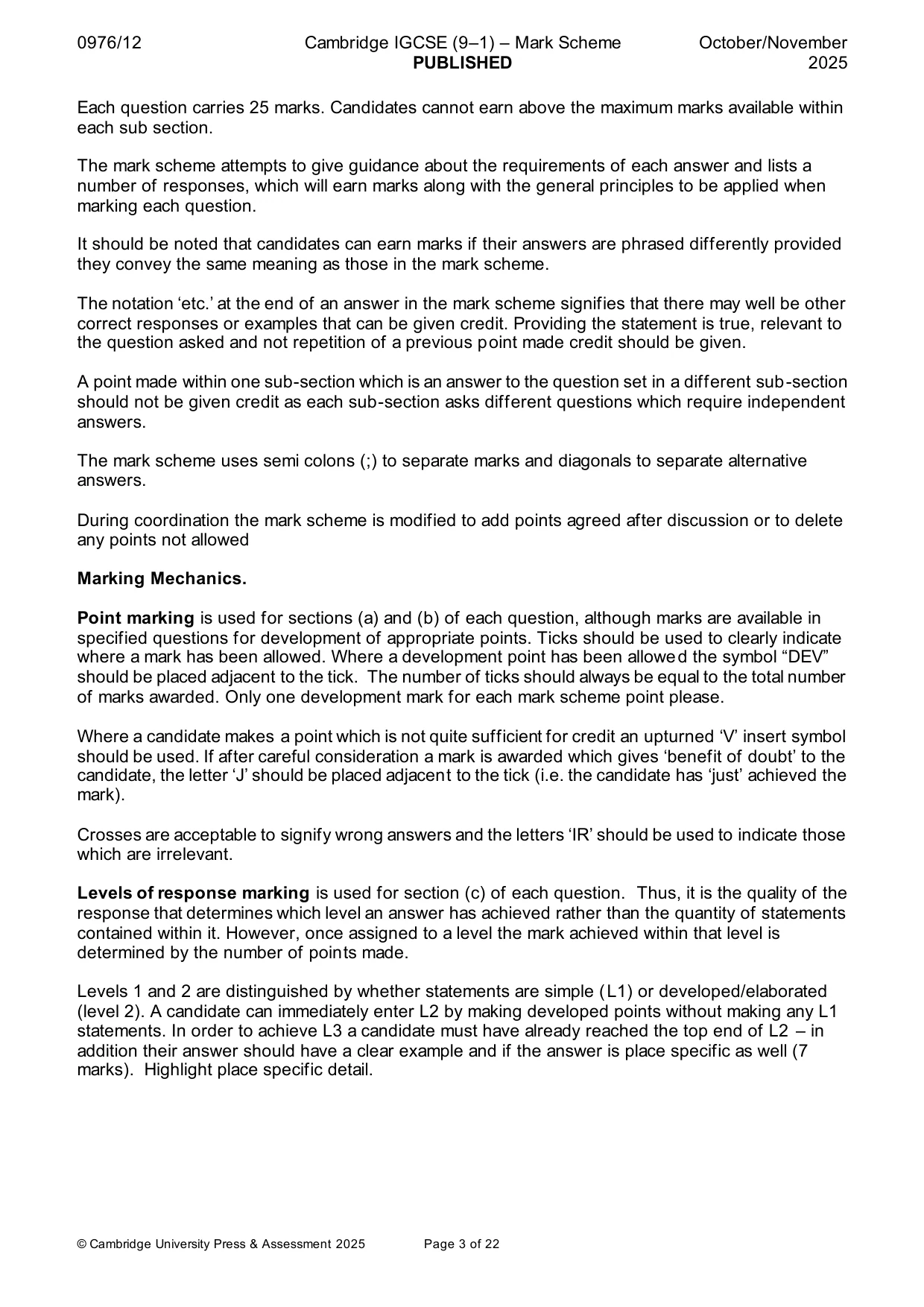 Mark scheme, page 3 of 22