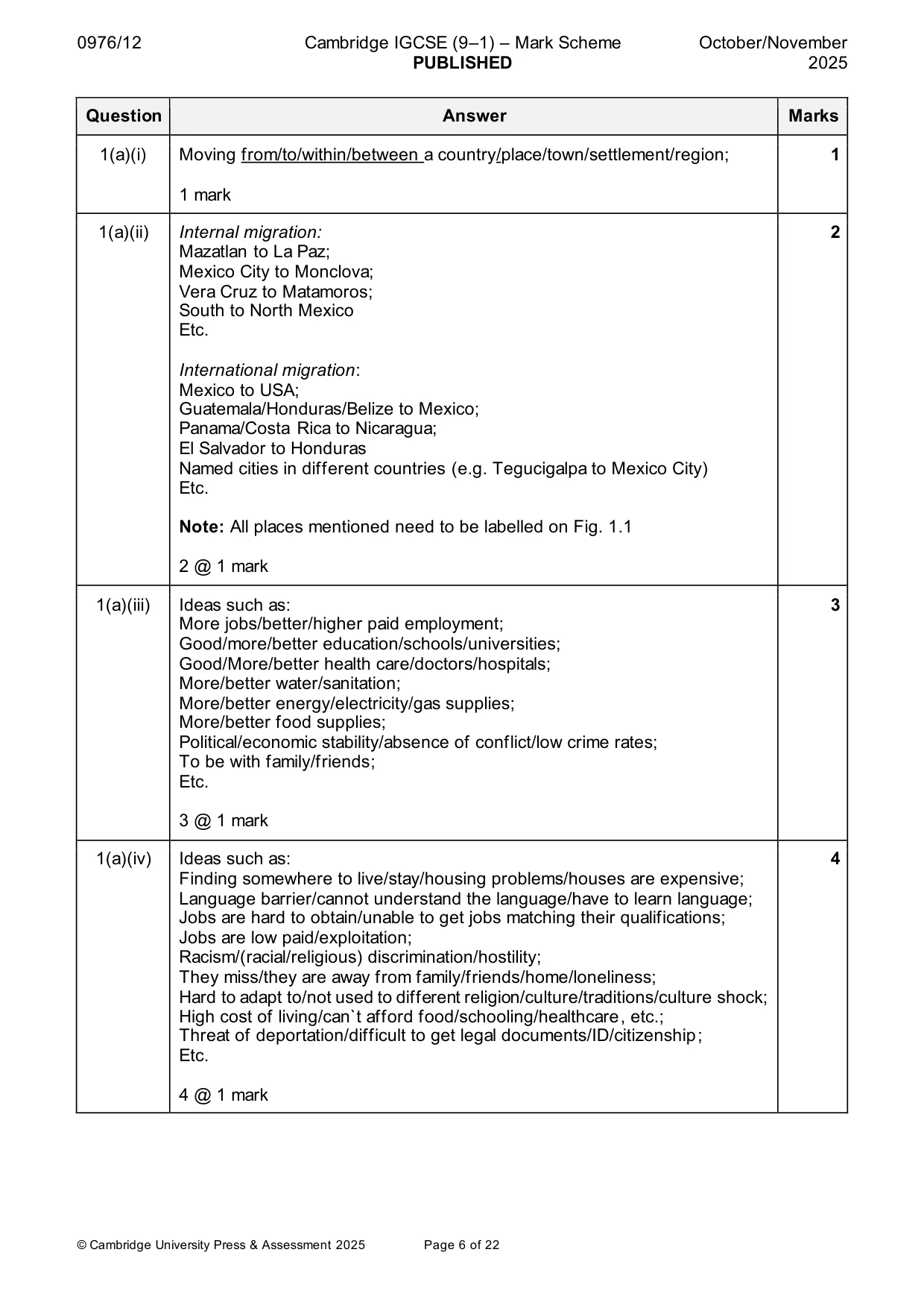 Mark scheme, page 6 of 22