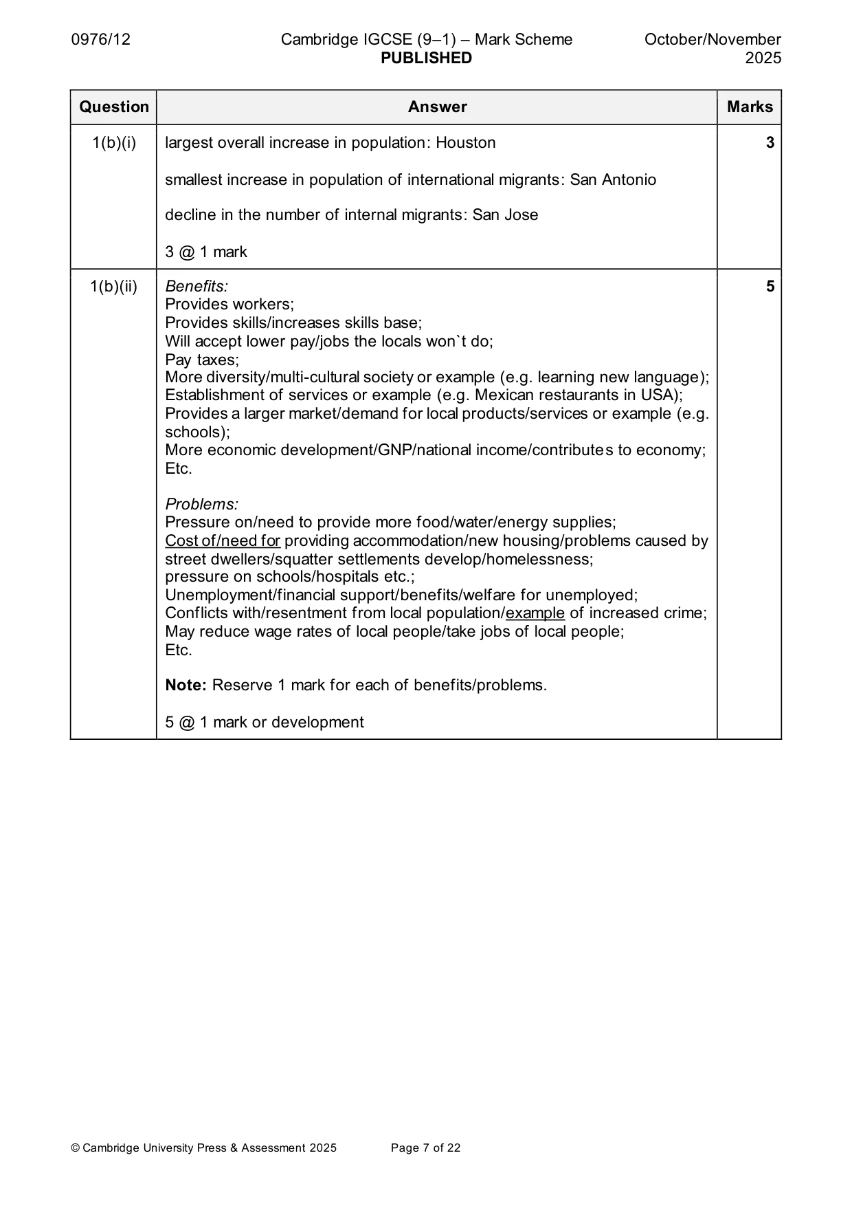 Mark scheme, page 7 of 22