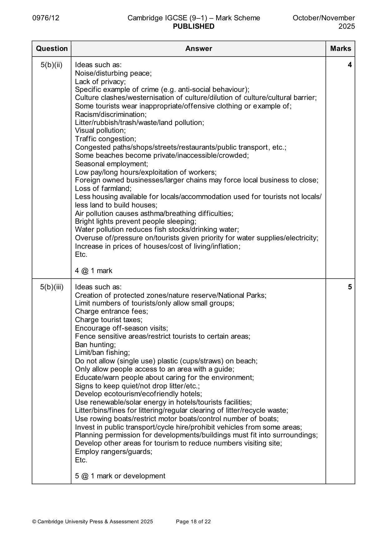 Mark scheme, page 18 of 22