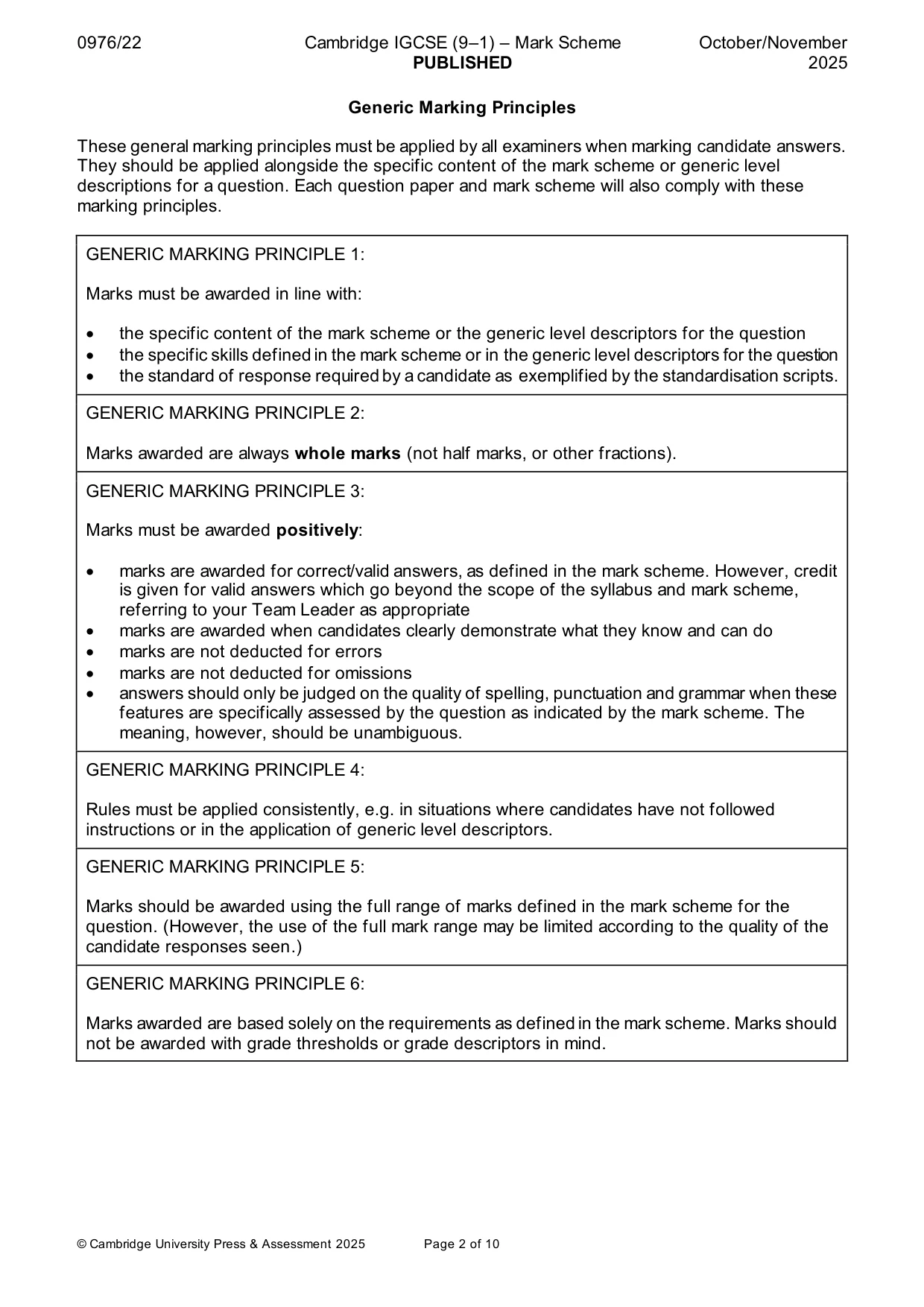 Mark scheme, page 2 of 10