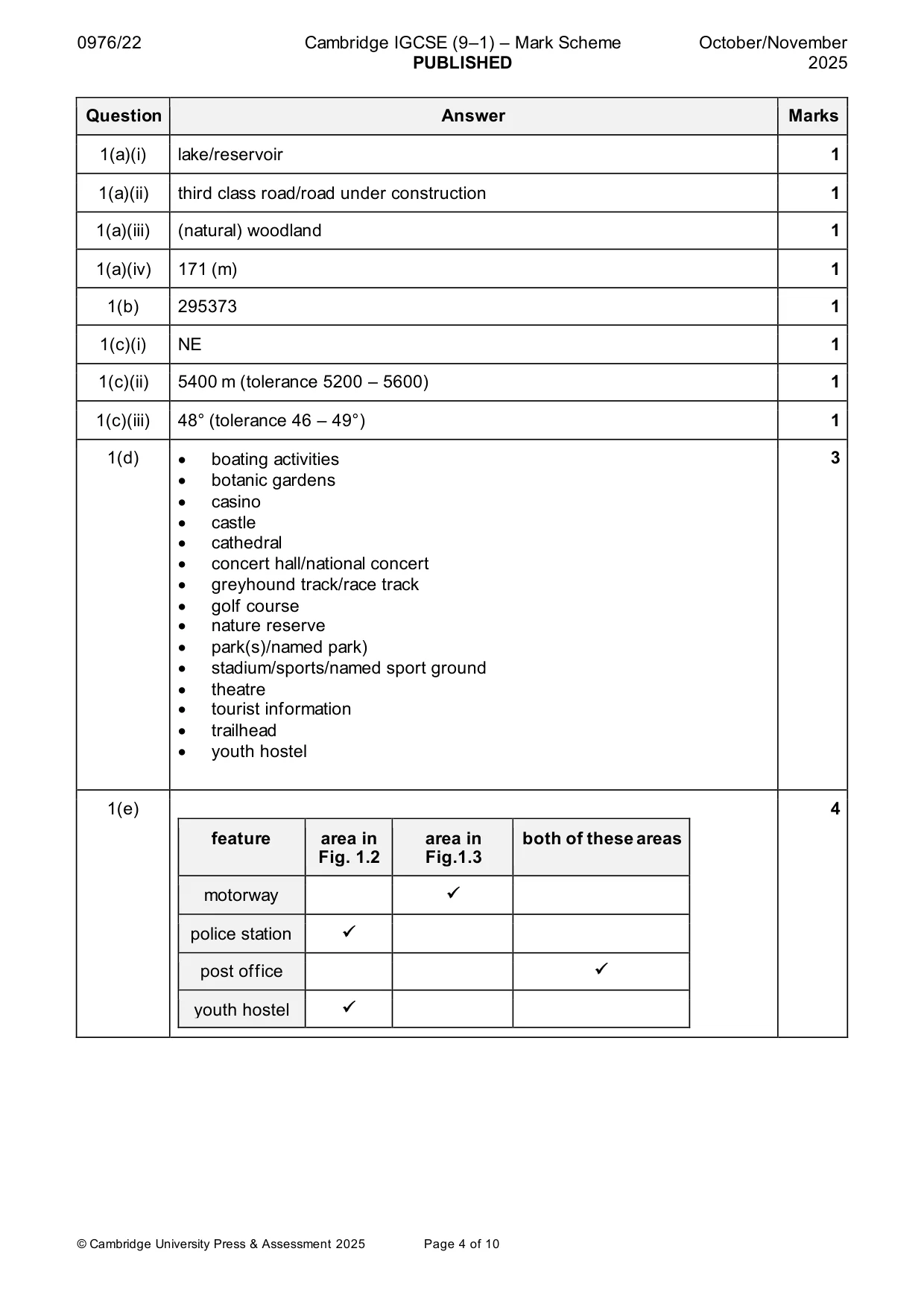 Mark scheme, page 4 of 10