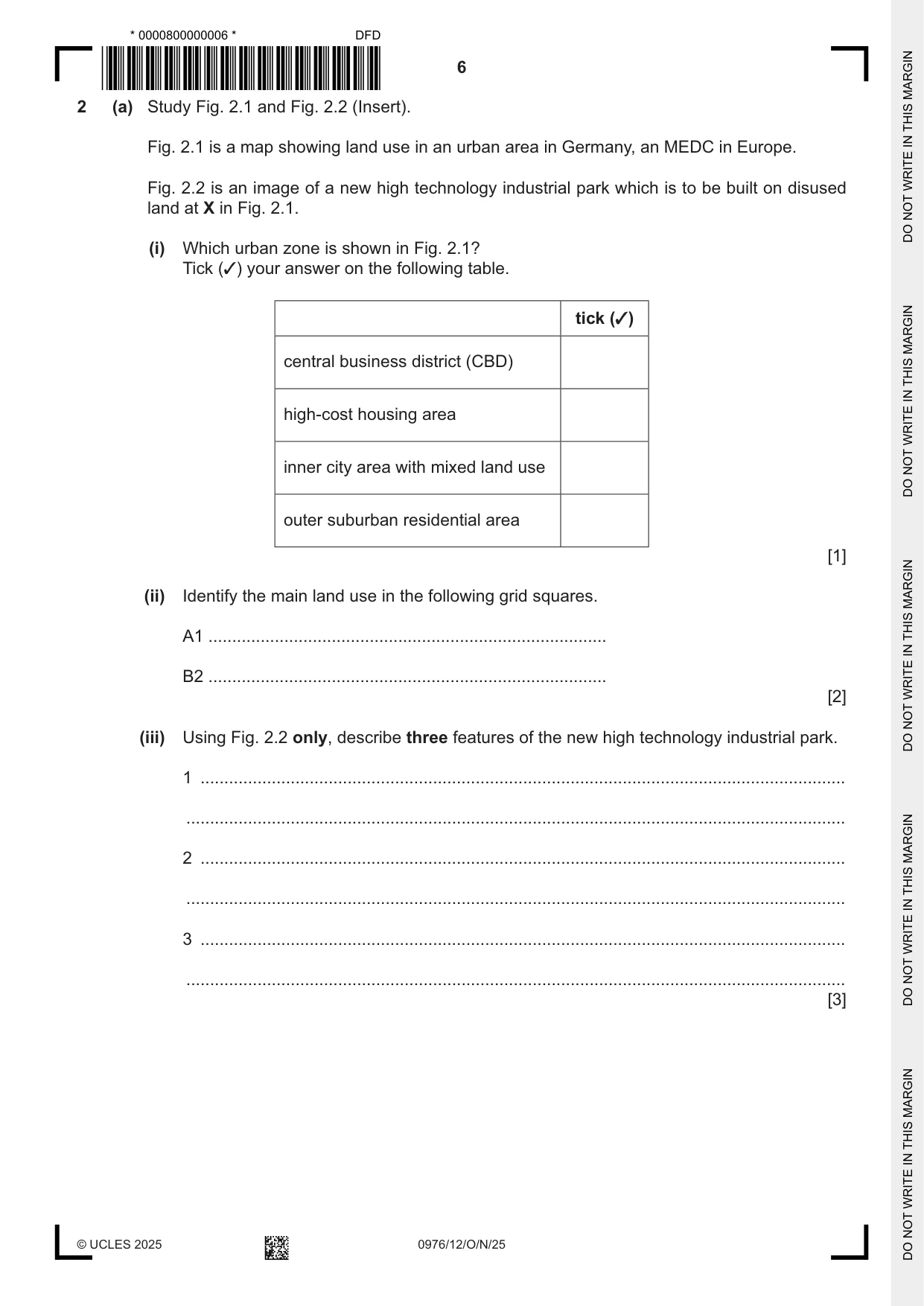 Cambridge IGCSE Geography (9-1) 0976 2025 Oct/Nov Paper 1 · Variant 2 question paper, page 6 of 28