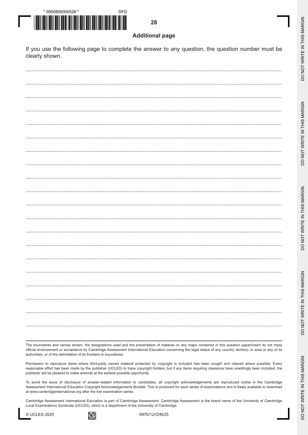 Cambridge IGCSE Geography (9-1) 0976 2025 Oct/Nov Paper 1 · Variant 2 question paper, page 28 of 28