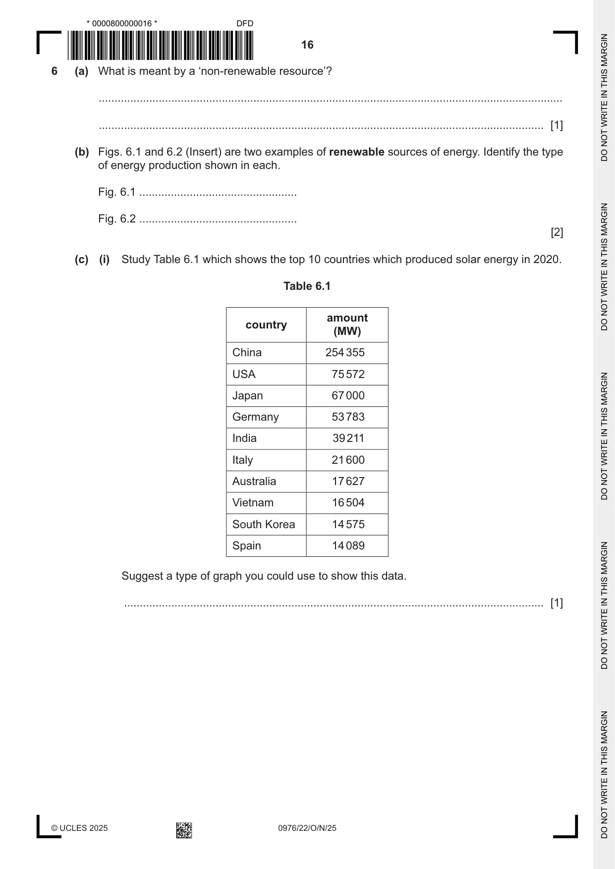 Cambridge IGCSE Geography (9-1) 0976 2025 Oct/Nov Paper 2 · Variant 2 question paper, page 16 of 20