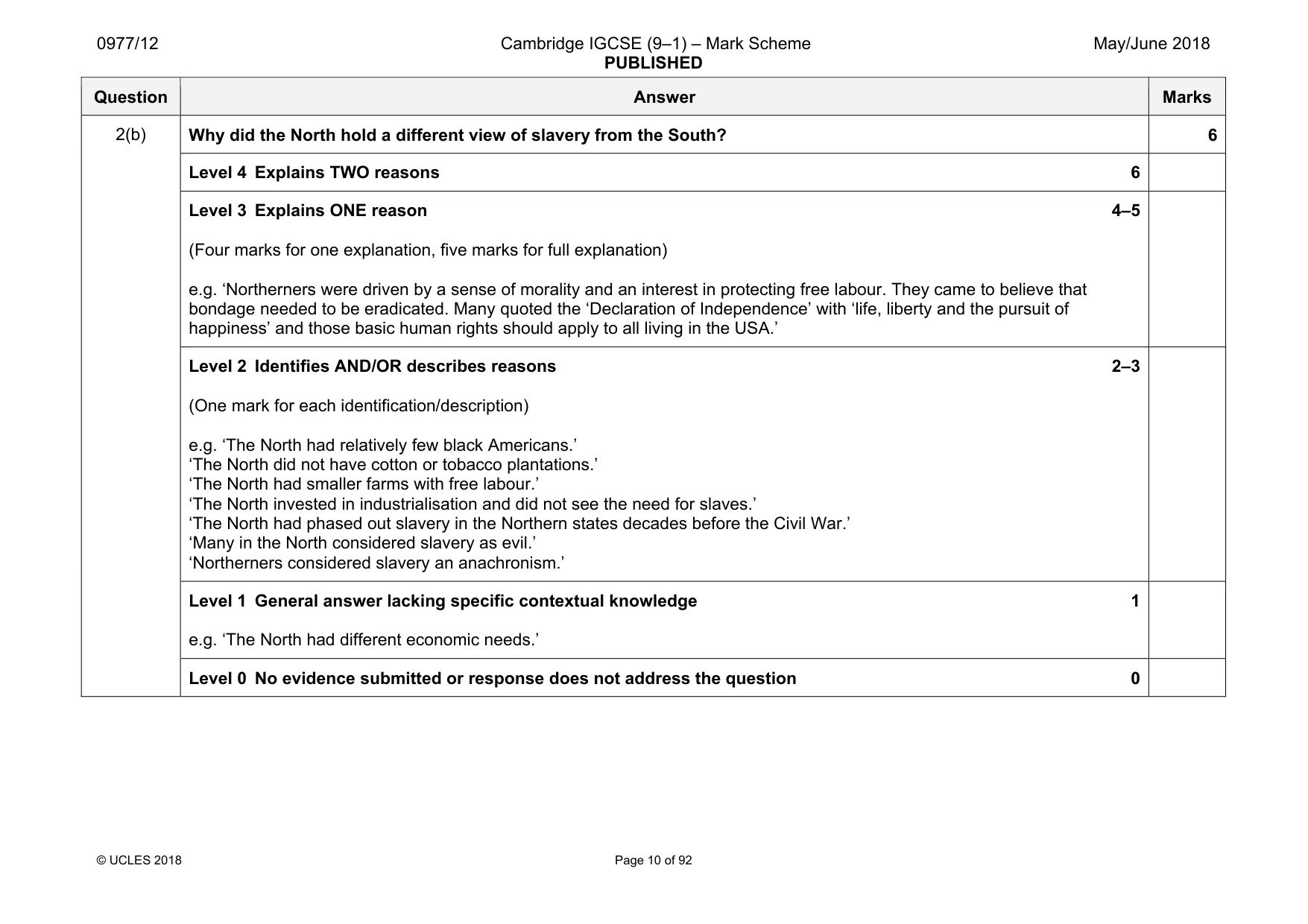 Mark scheme, page 10 of 92