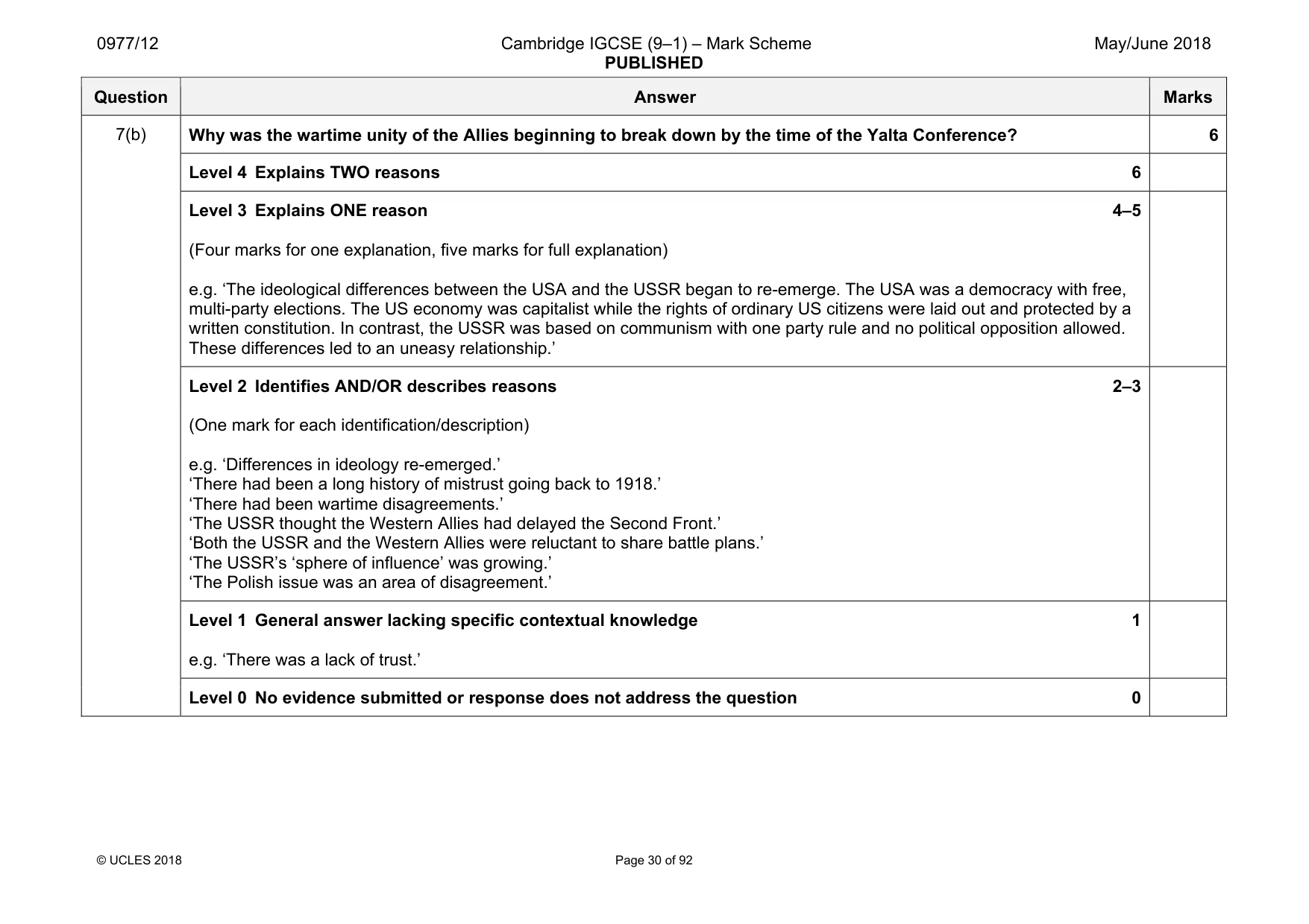 Mark scheme, page 30 of 92