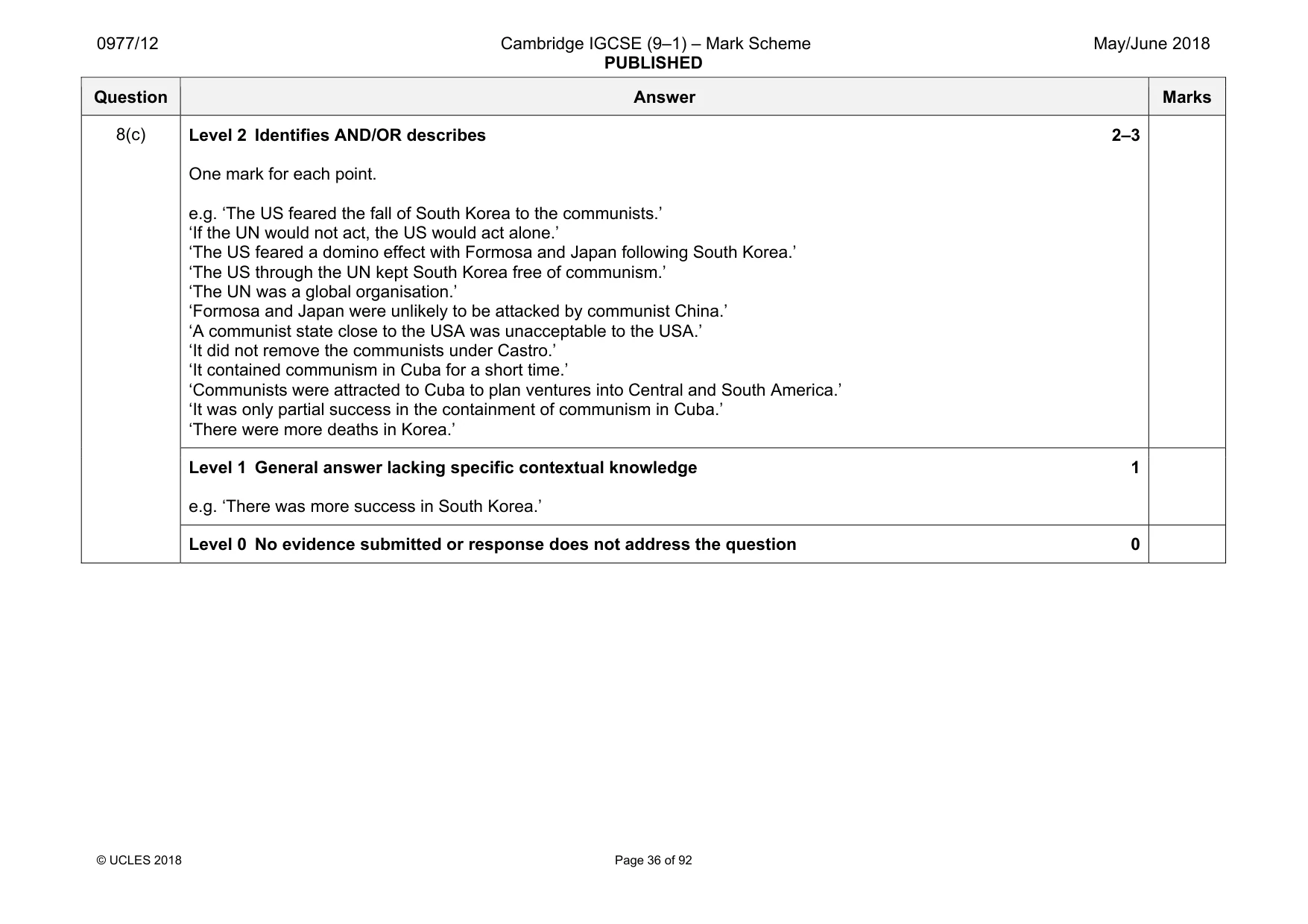 Mark scheme, page 36 of 92