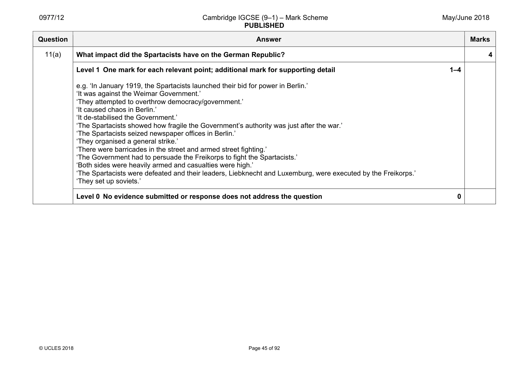 Mark scheme, page 45 of 92