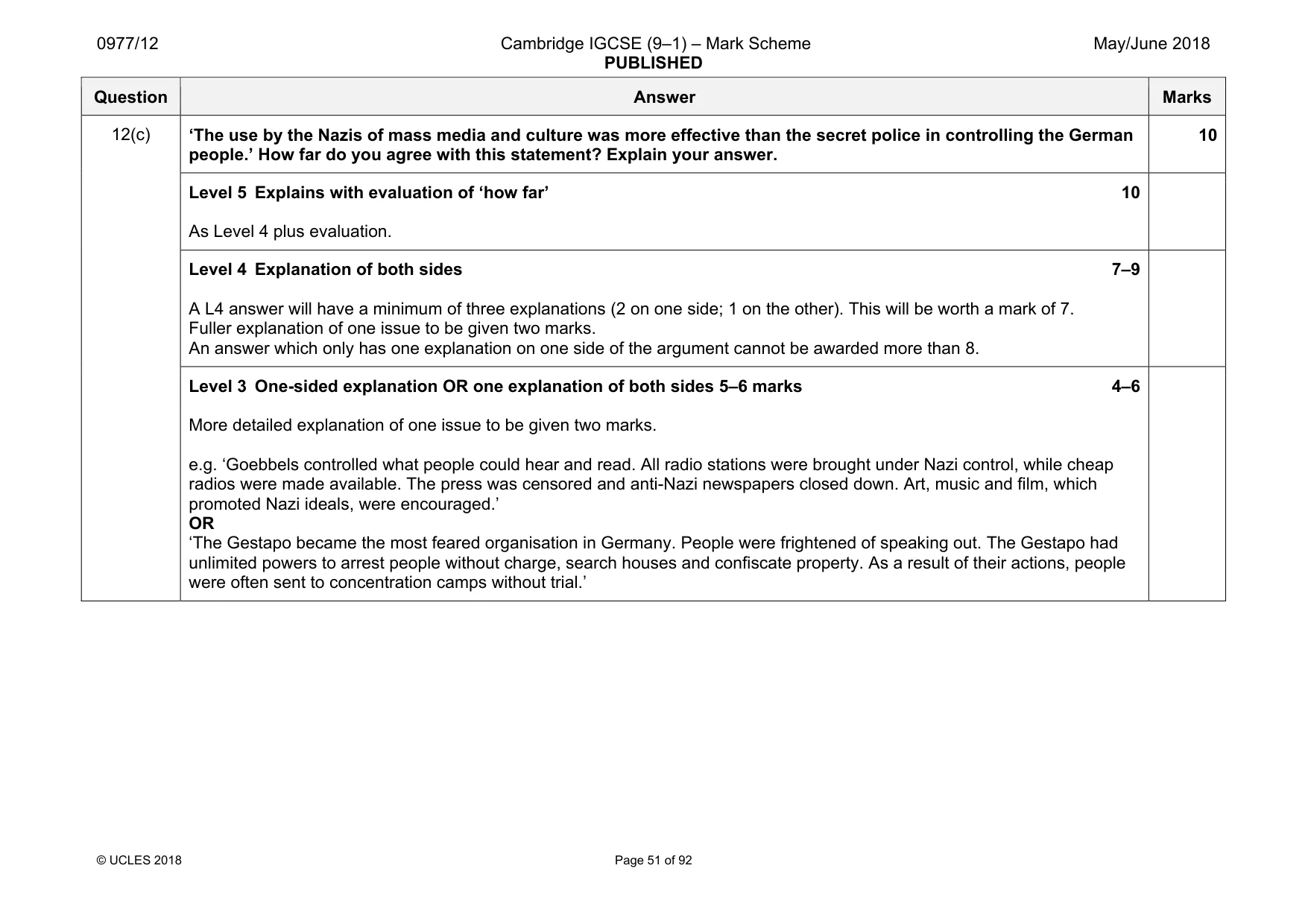 Mark scheme, page 51 of 92