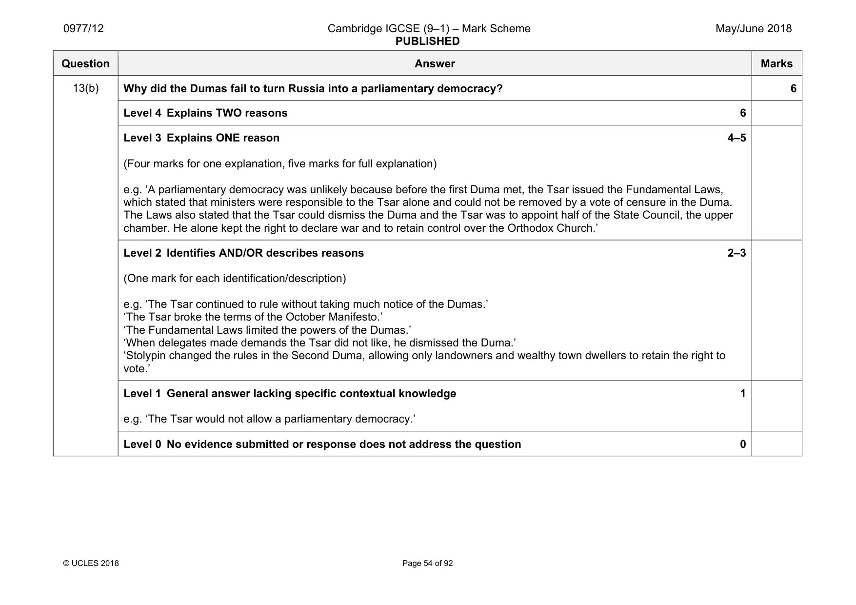 Mark scheme, page 54 of 92