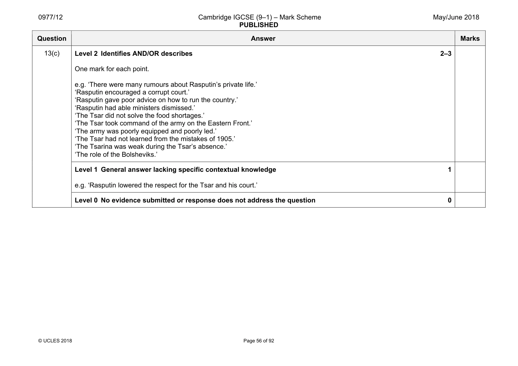 Mark scheme, page 56 of 92
