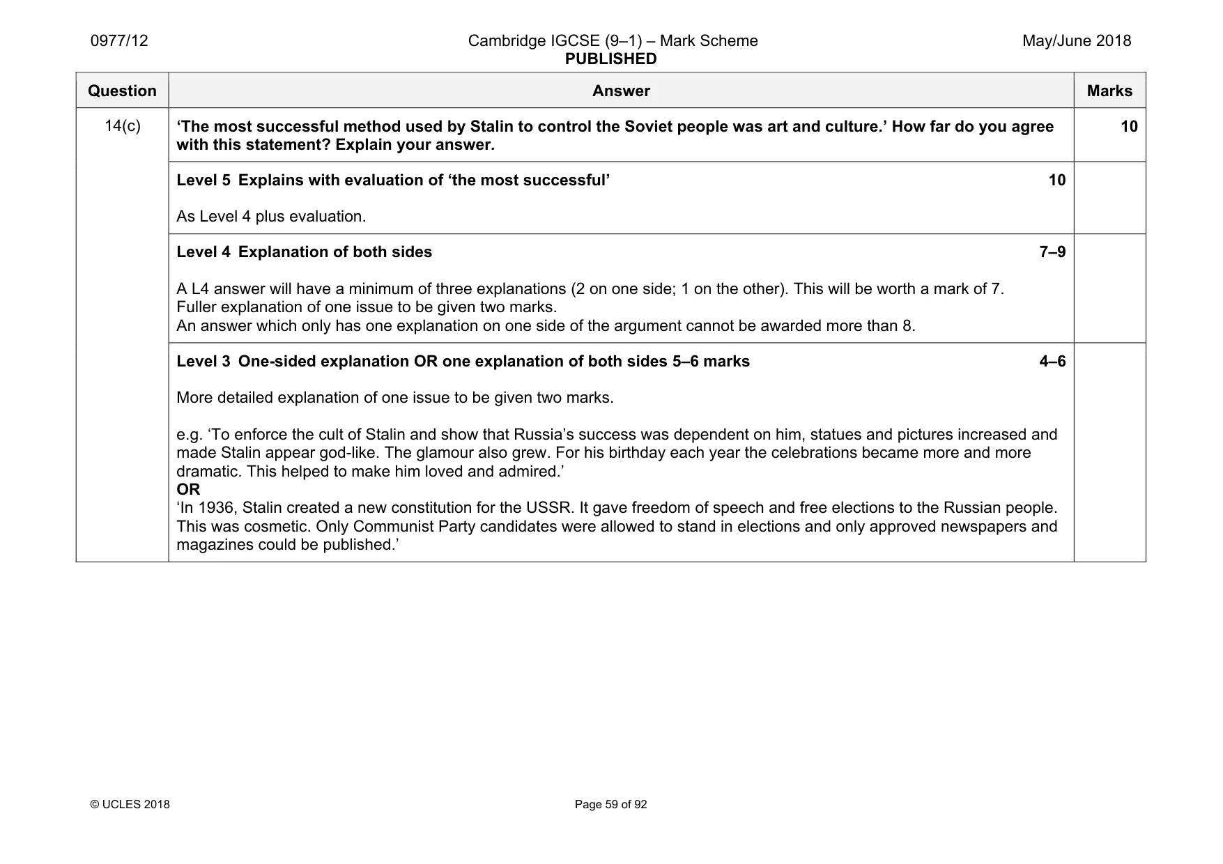 Mark scheme, page 59 of 92