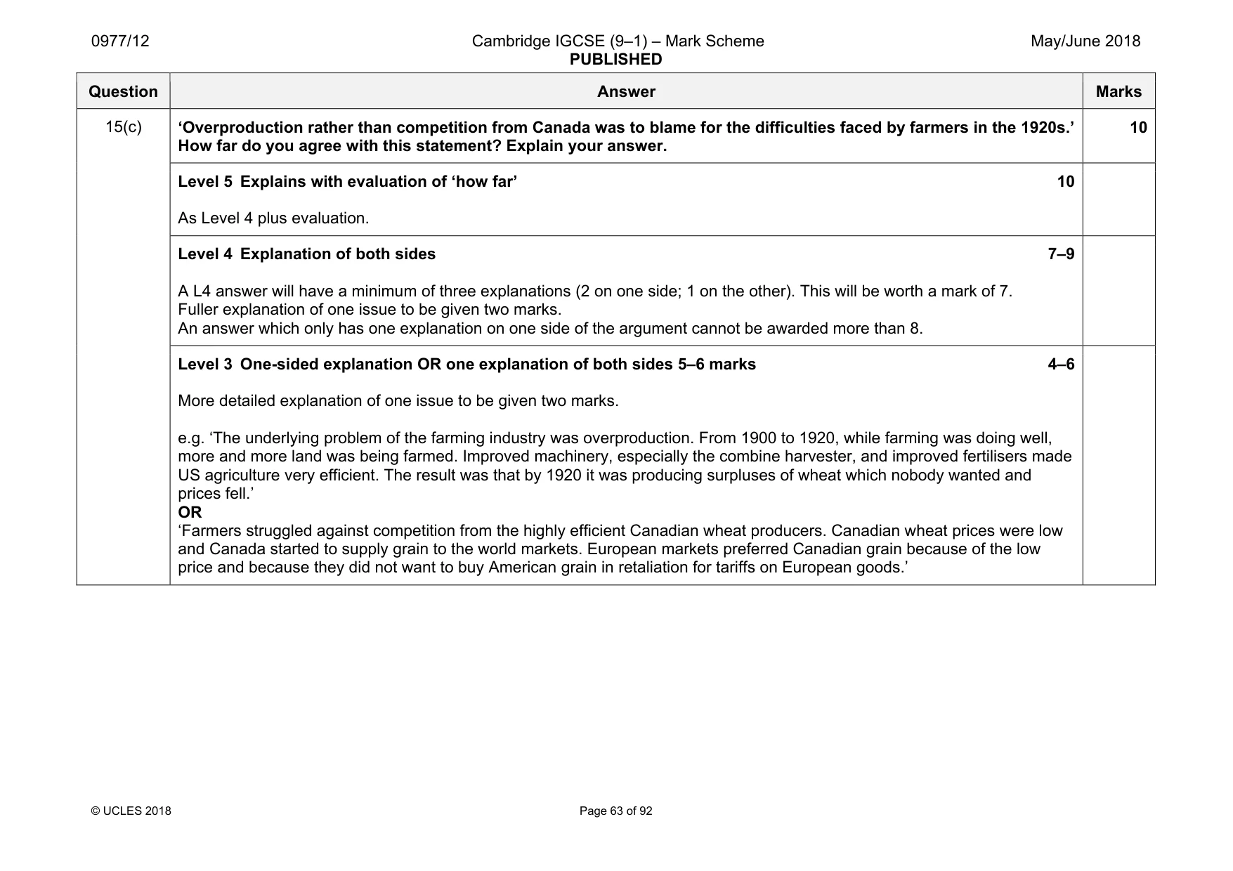 Mark scheme, page 63 of 92