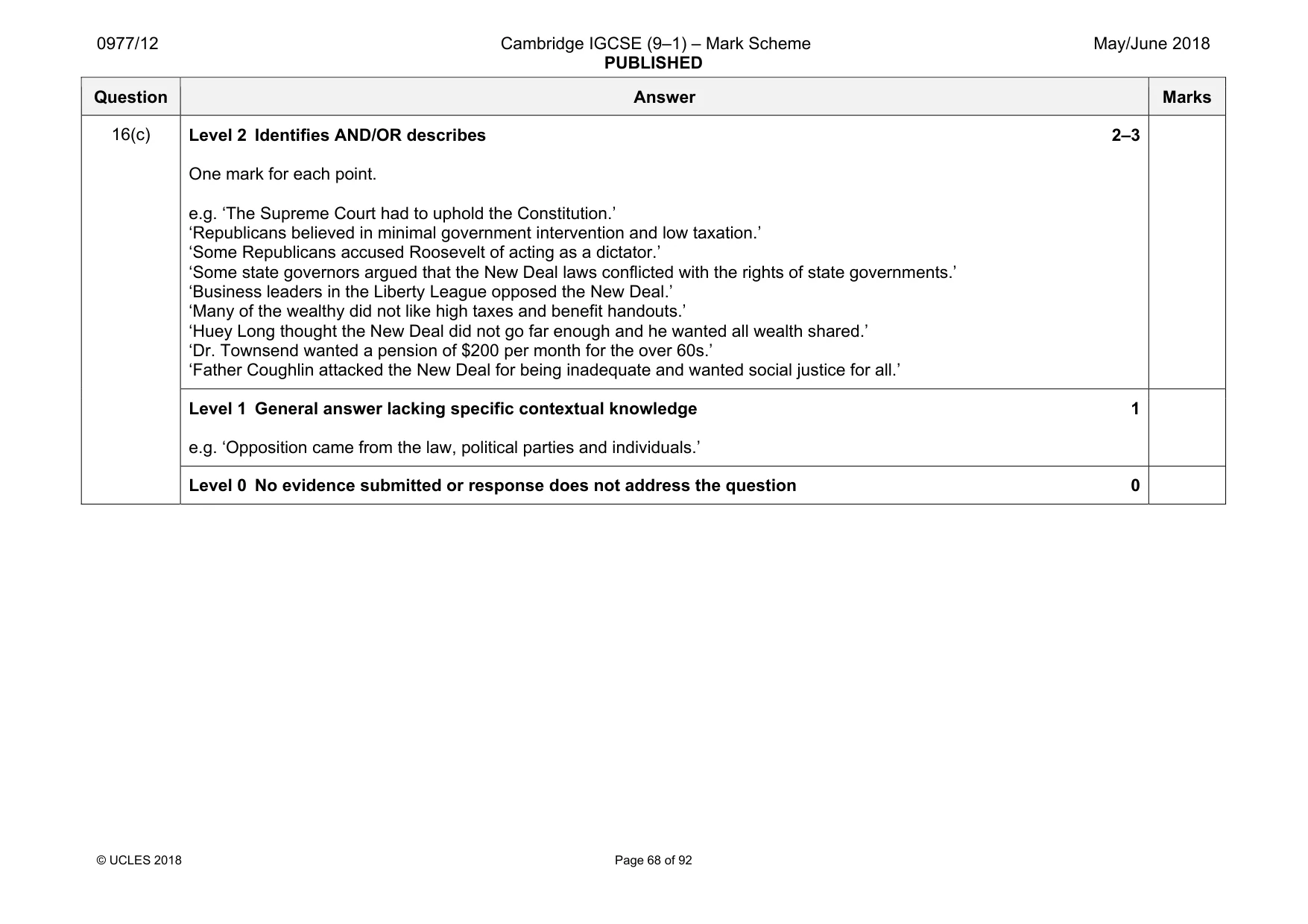 Mark scheme, page 68 of 92