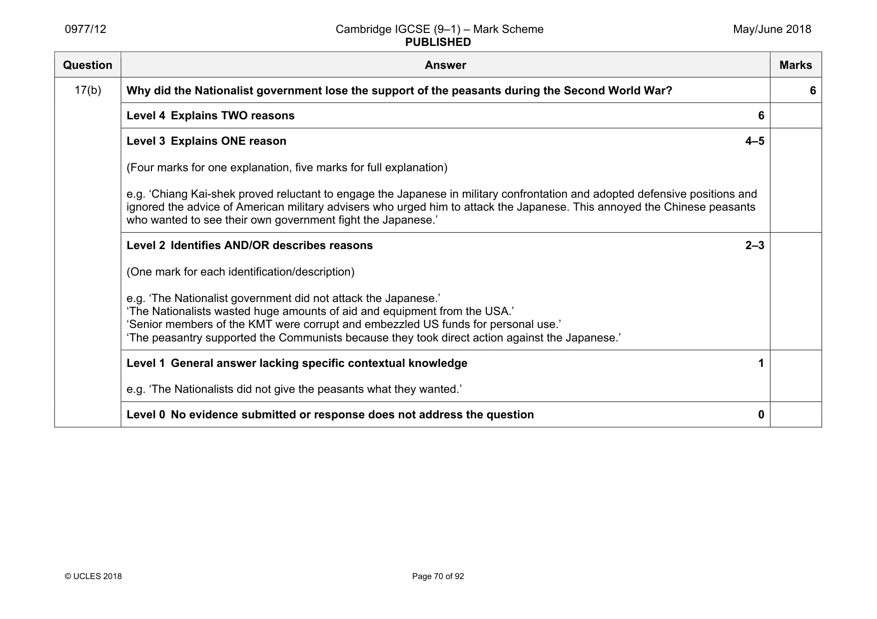 Mark scheme, page 70 of 92
