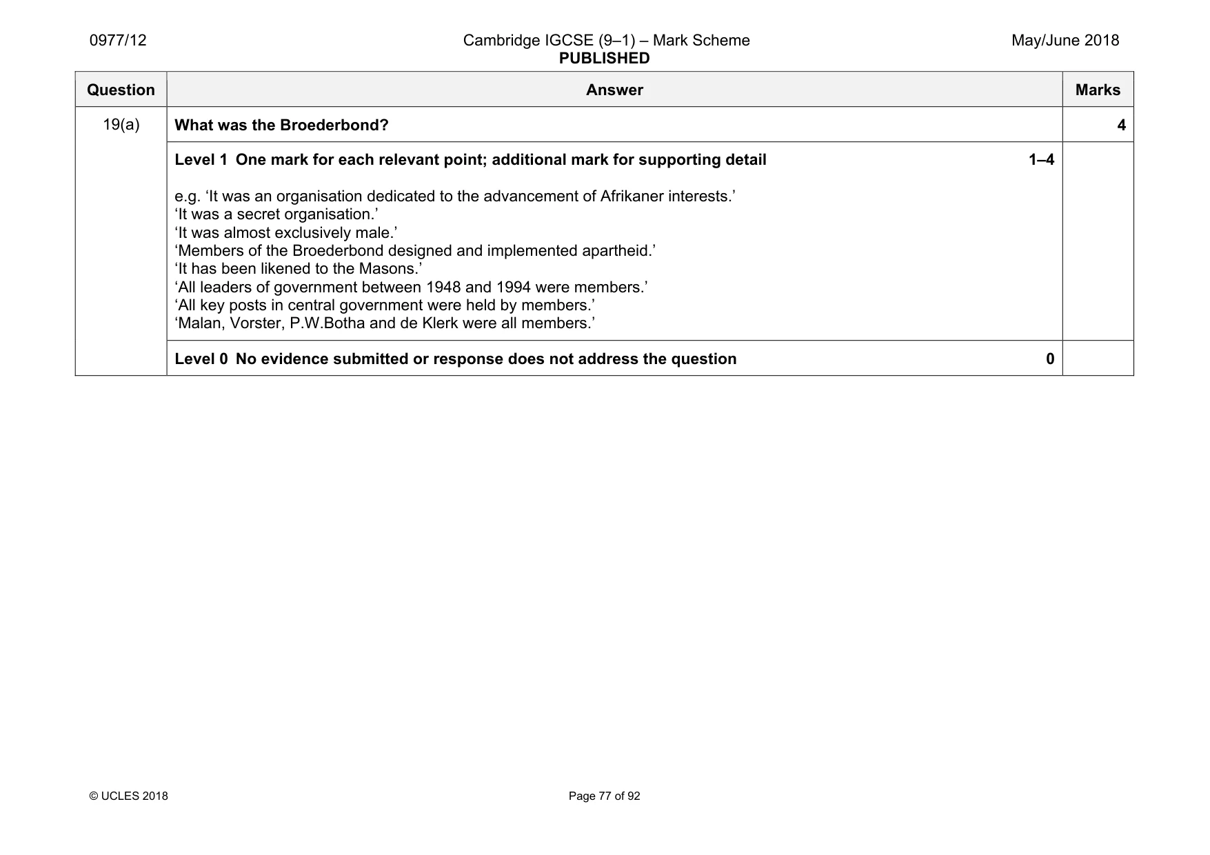 Mark scheme, page 77 of 92