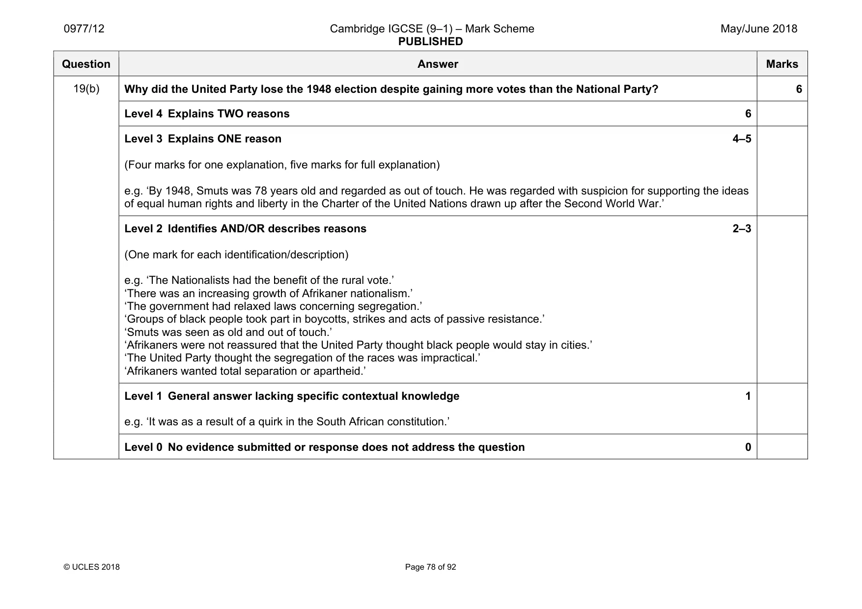 Mark scheme, page 78 of 92