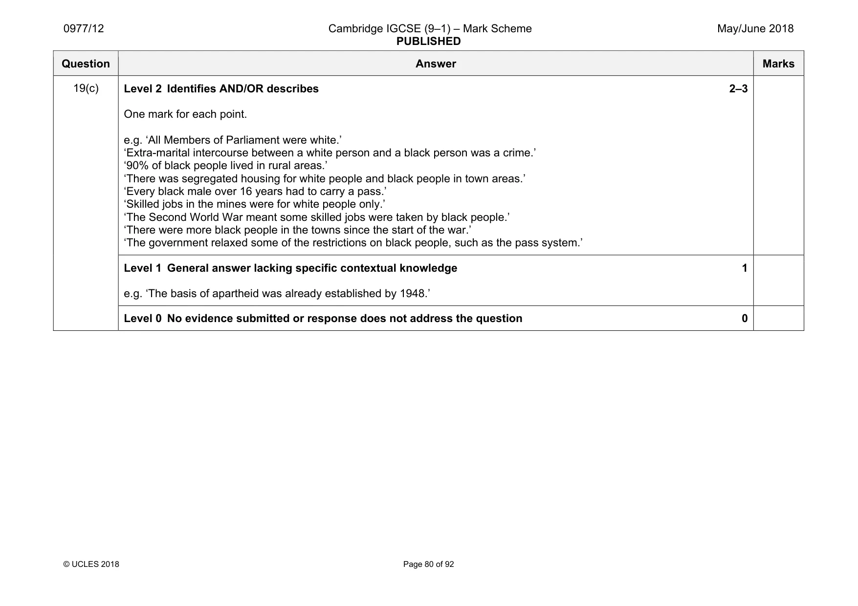 Mark scheme, page 80 of 92