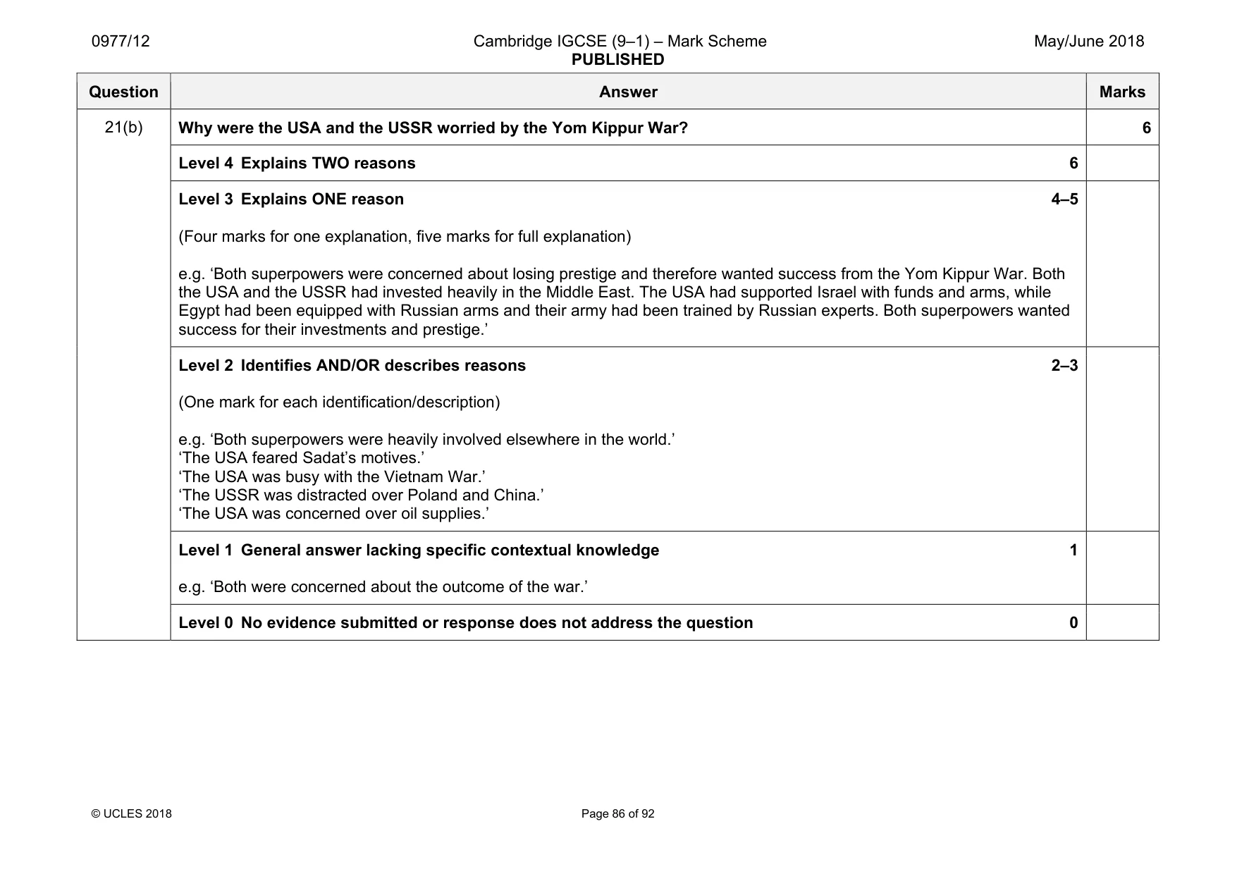 Mark scheme, page 86 of 92