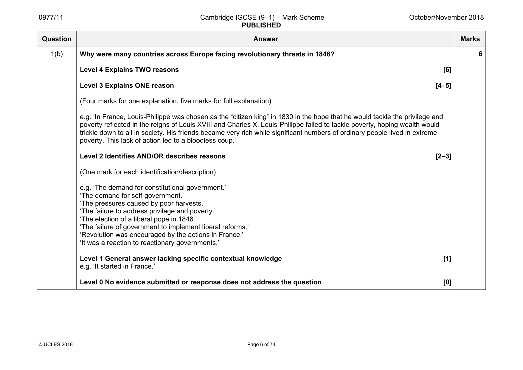 Mark scheme, page 6 of 74