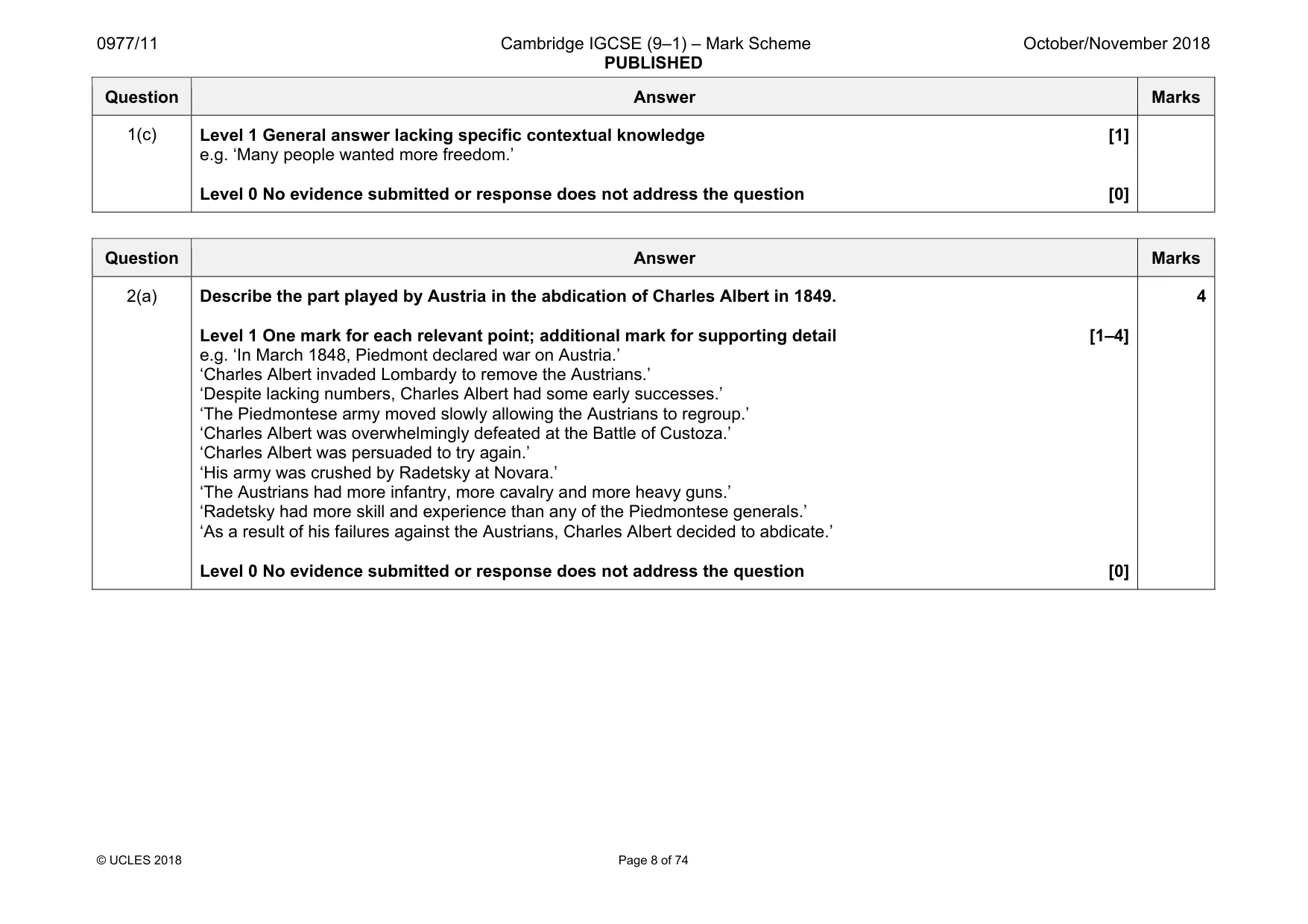 Mark scheme, page 8 of 74