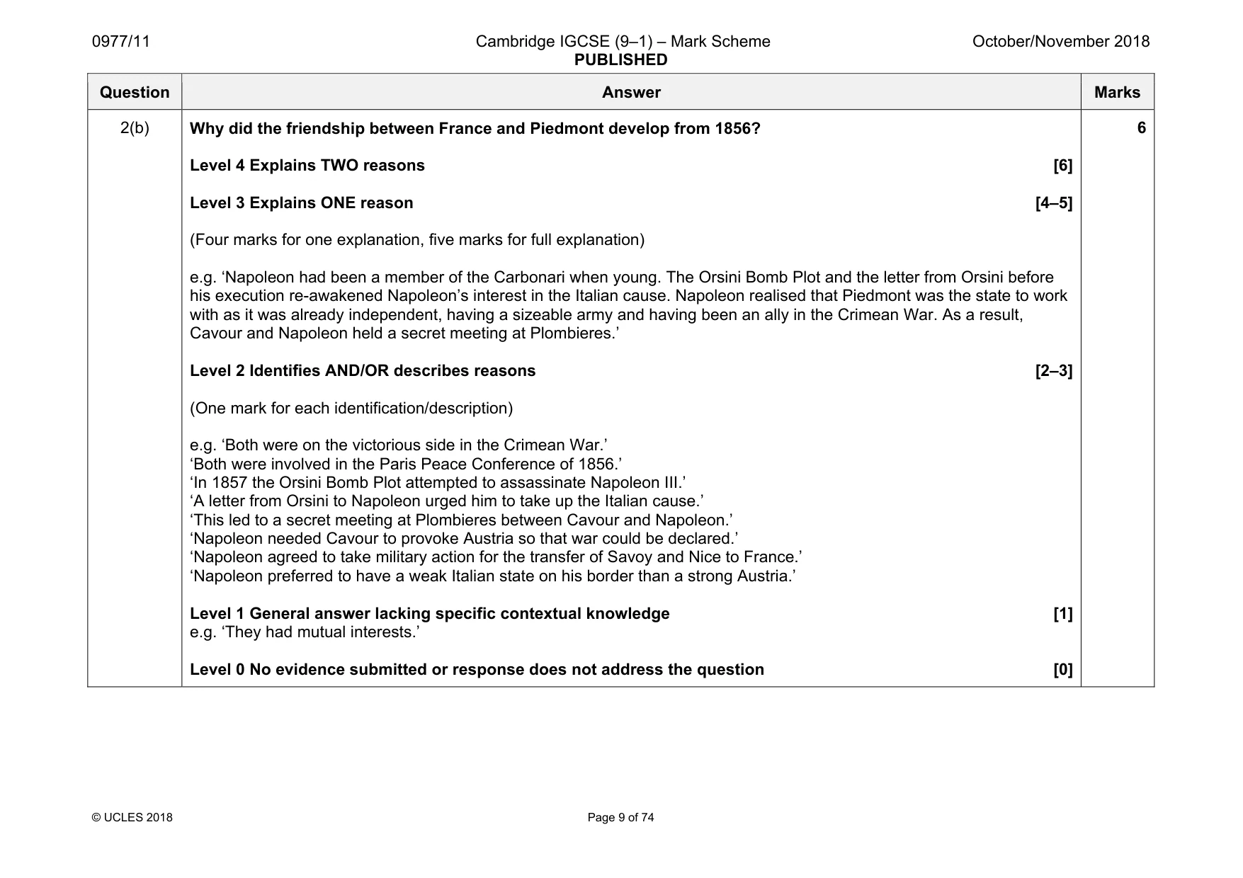 Mark scheme, page 9 of 74