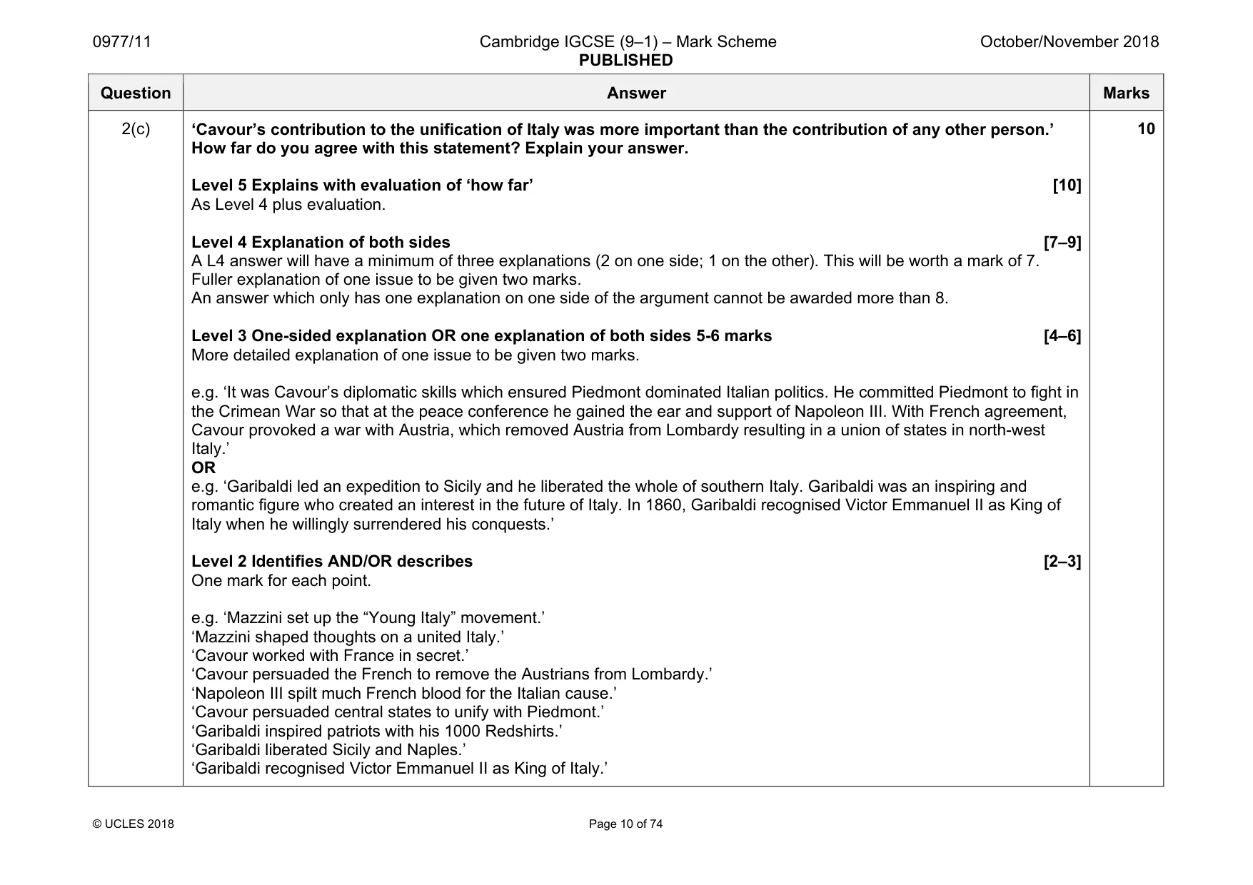 Mark scheme, page 10 of 74
