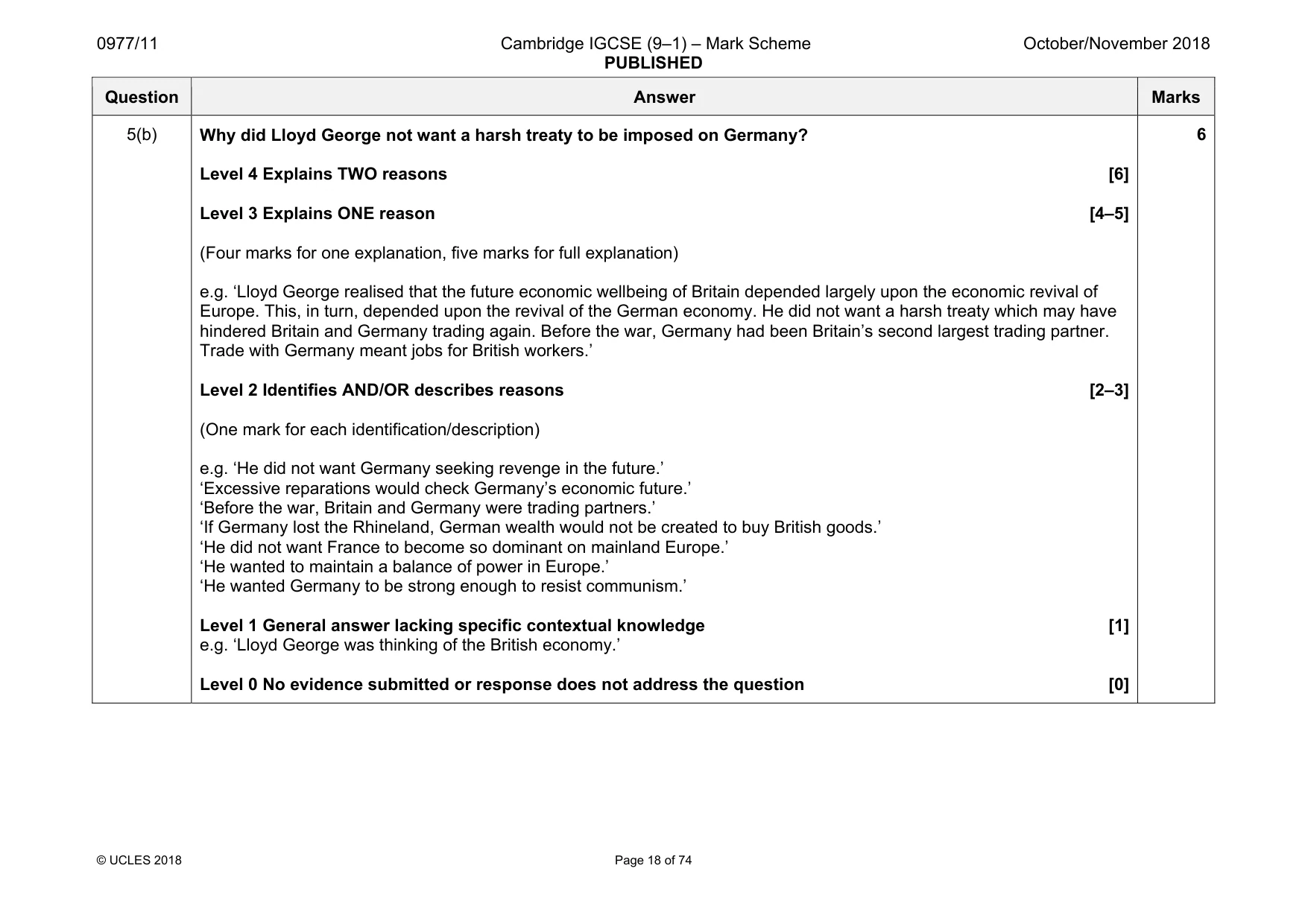 Mark scheme, page 18 of 74
