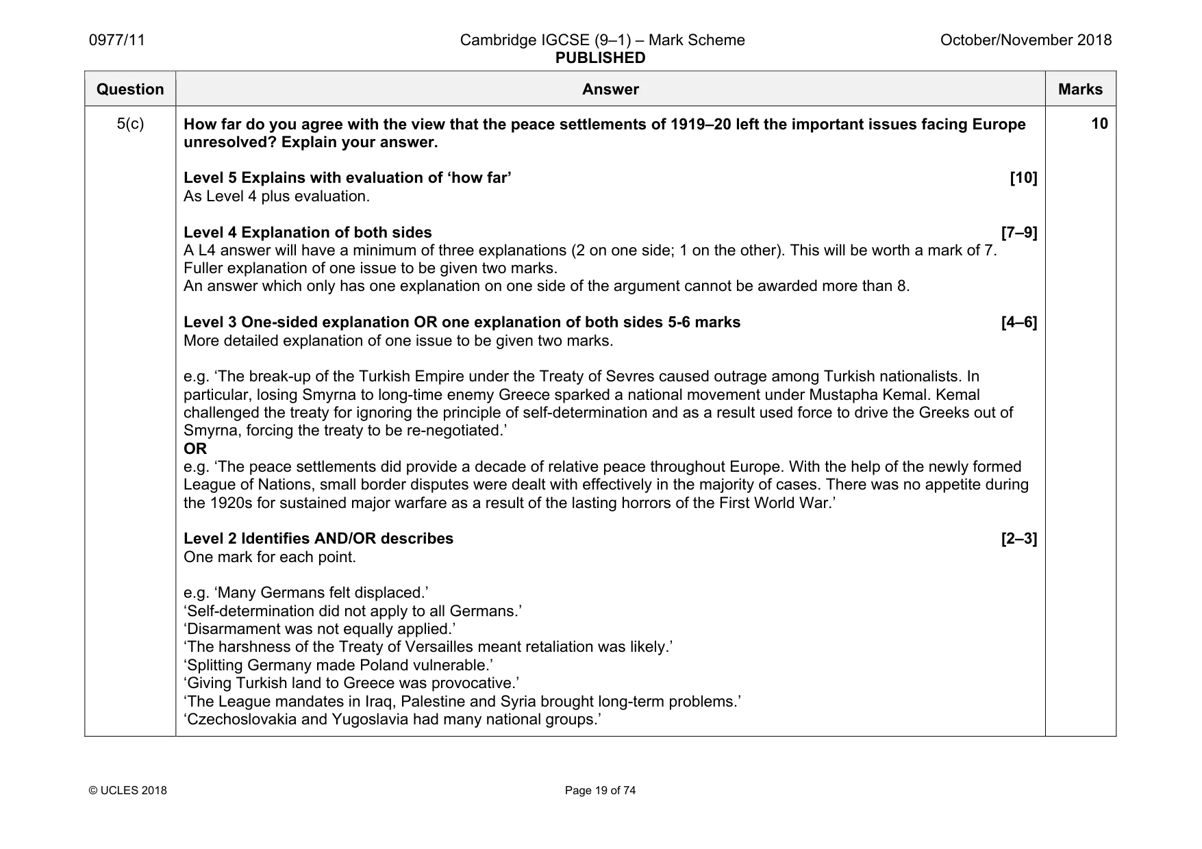 Mark scheme, page 19 of 74