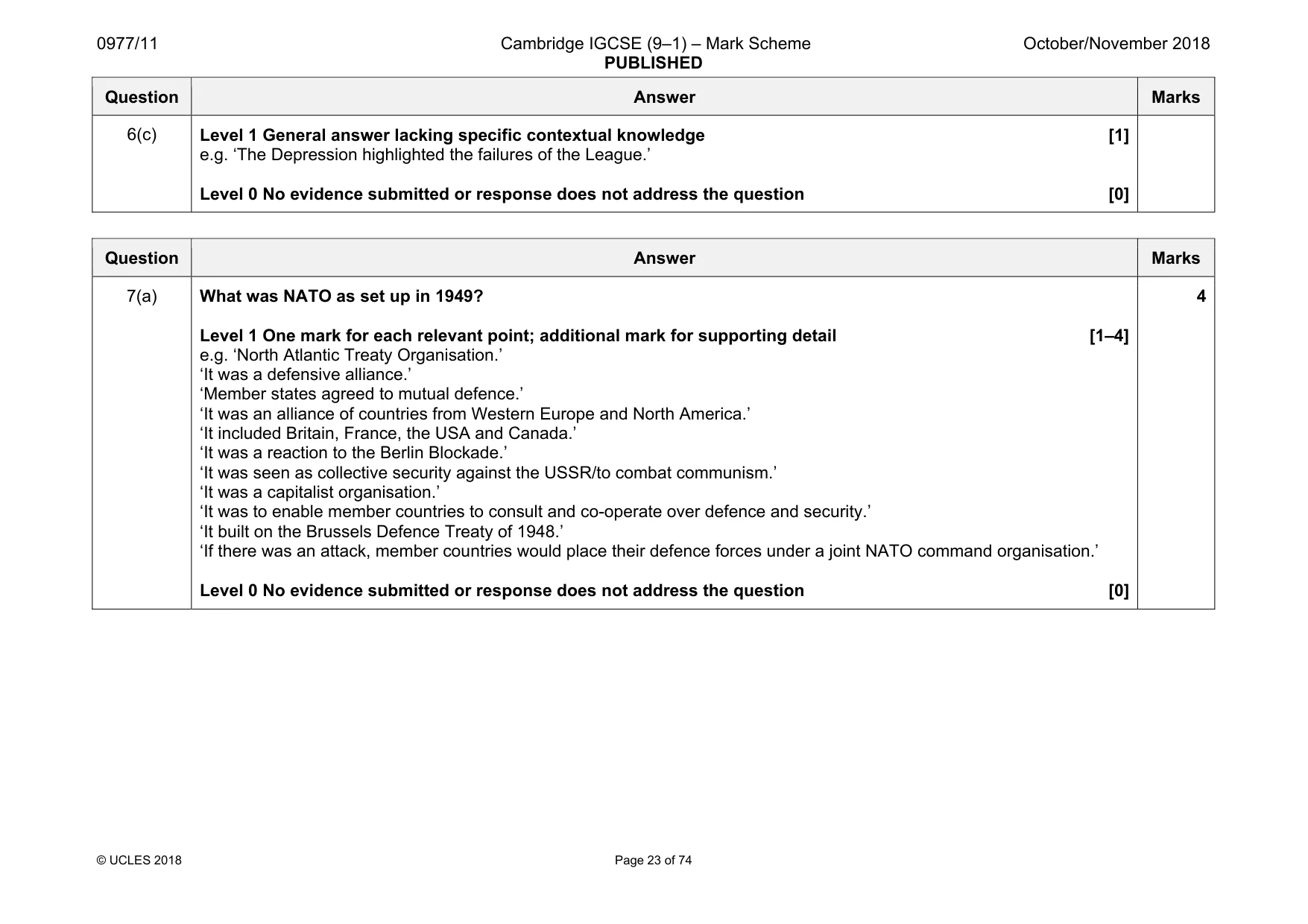 Mark scheme, page 23 of 74