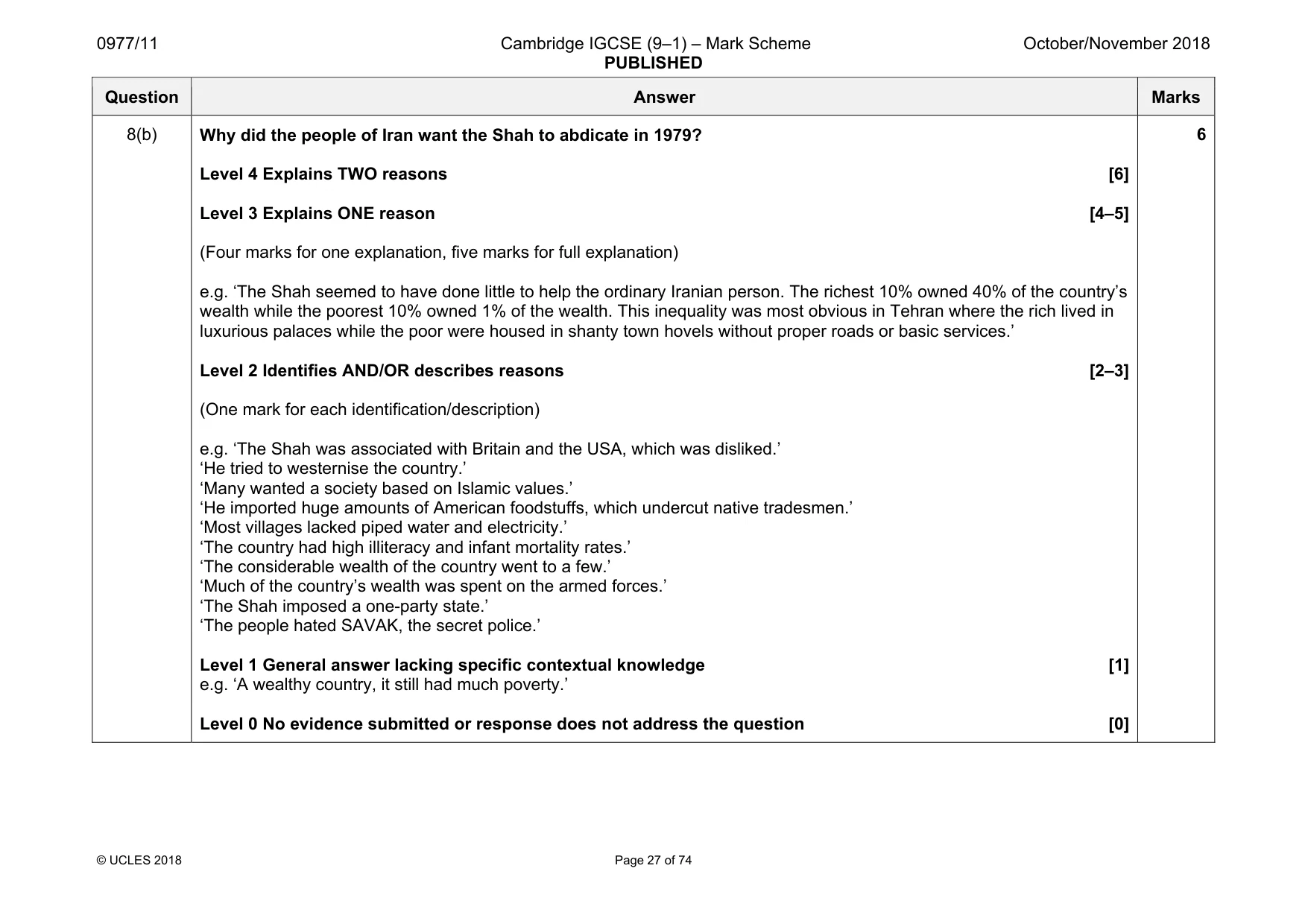 Mark scheme, page 27 of 74