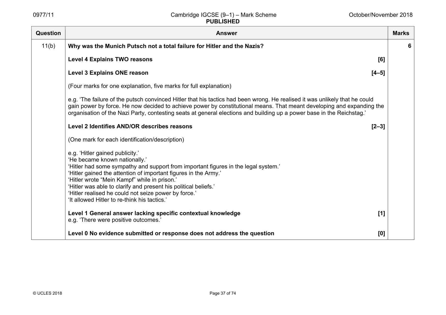 Mark scheme, page 37 of 74