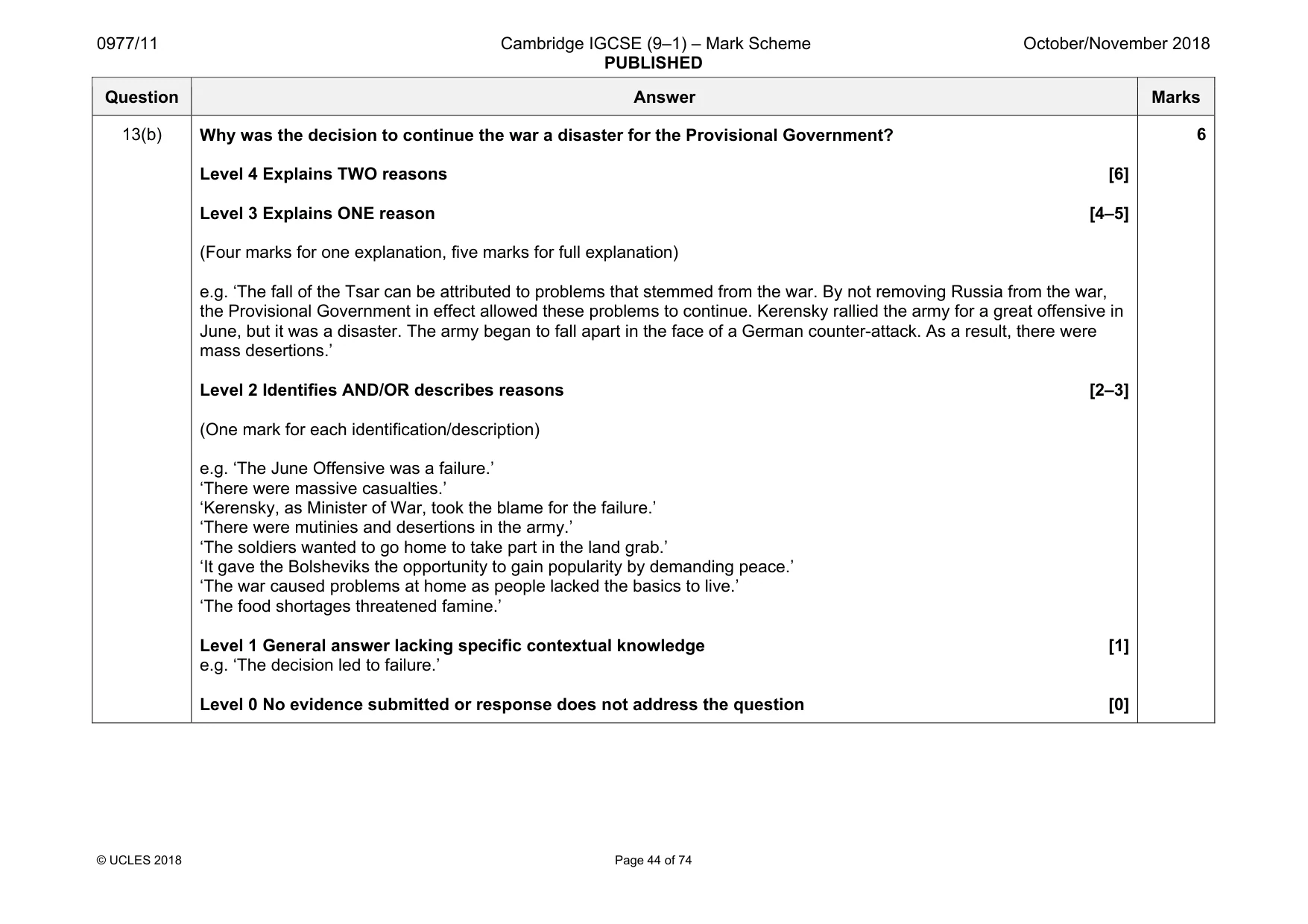Mark scheme, page 44 of 74