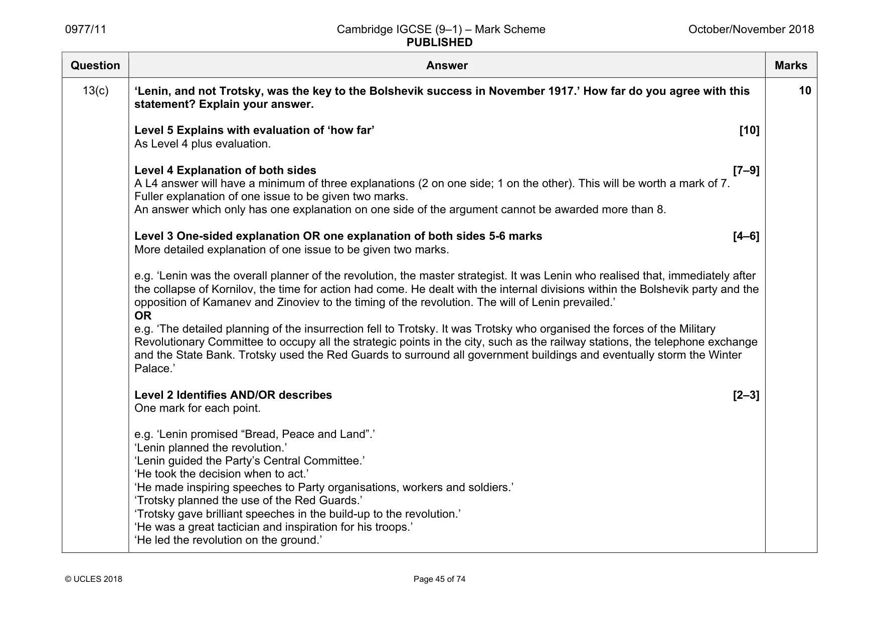 Mark scheme, page 45 of 74
