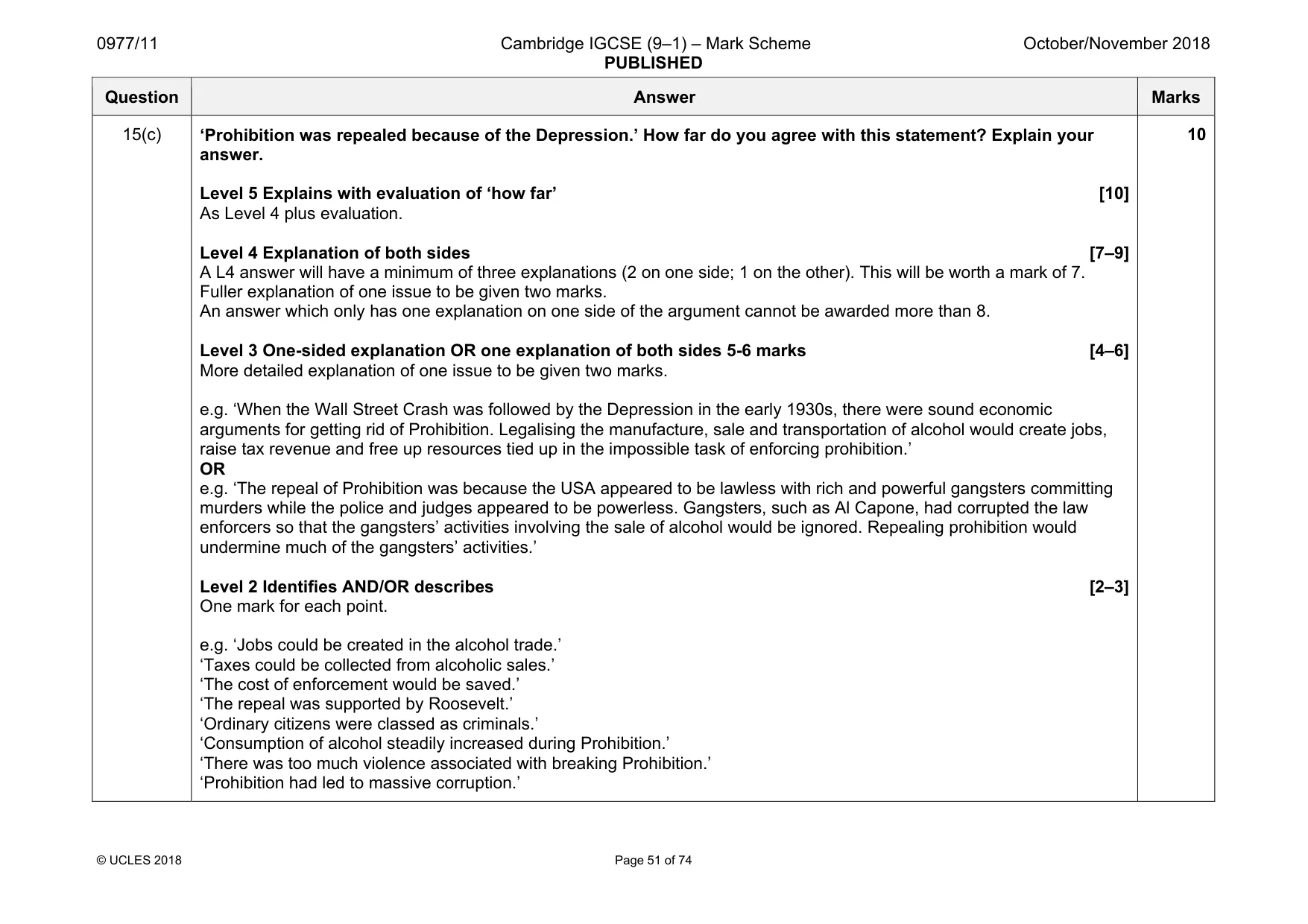 Mark scheme, page 51 of 74