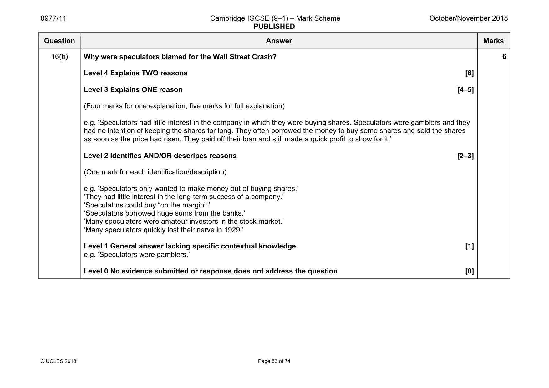 Mark scheme, page 53 of 74