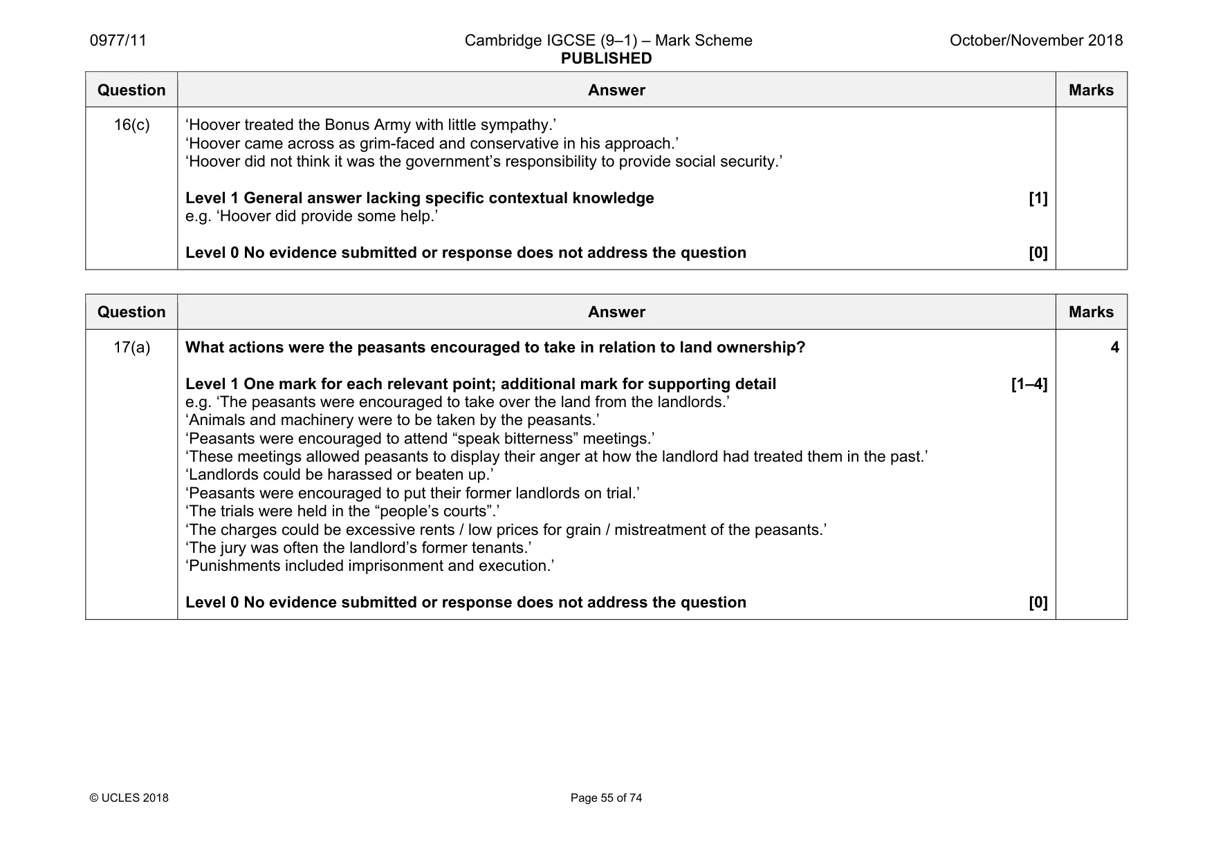 Mark scheme, page 55 of 74