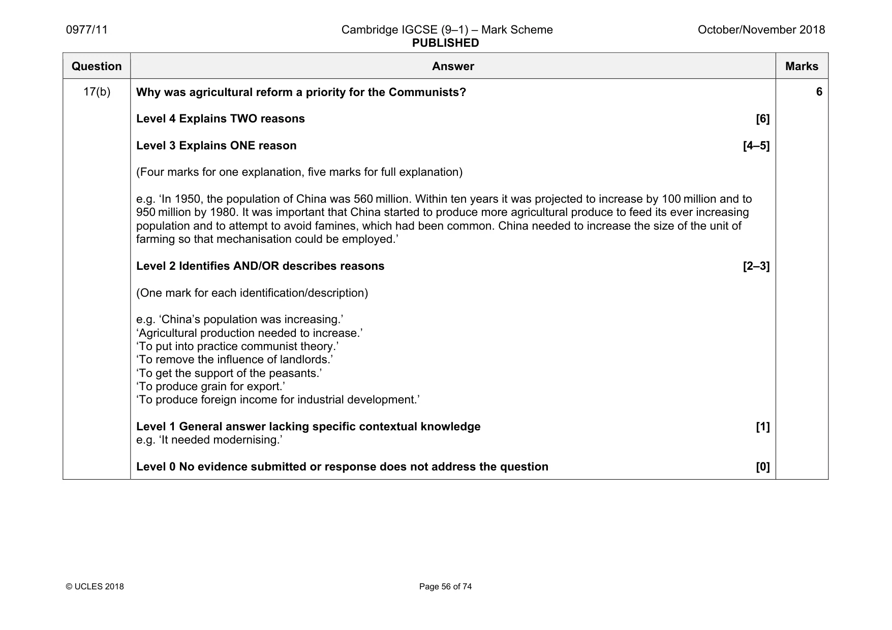 Mark scheme, page 56 of 74