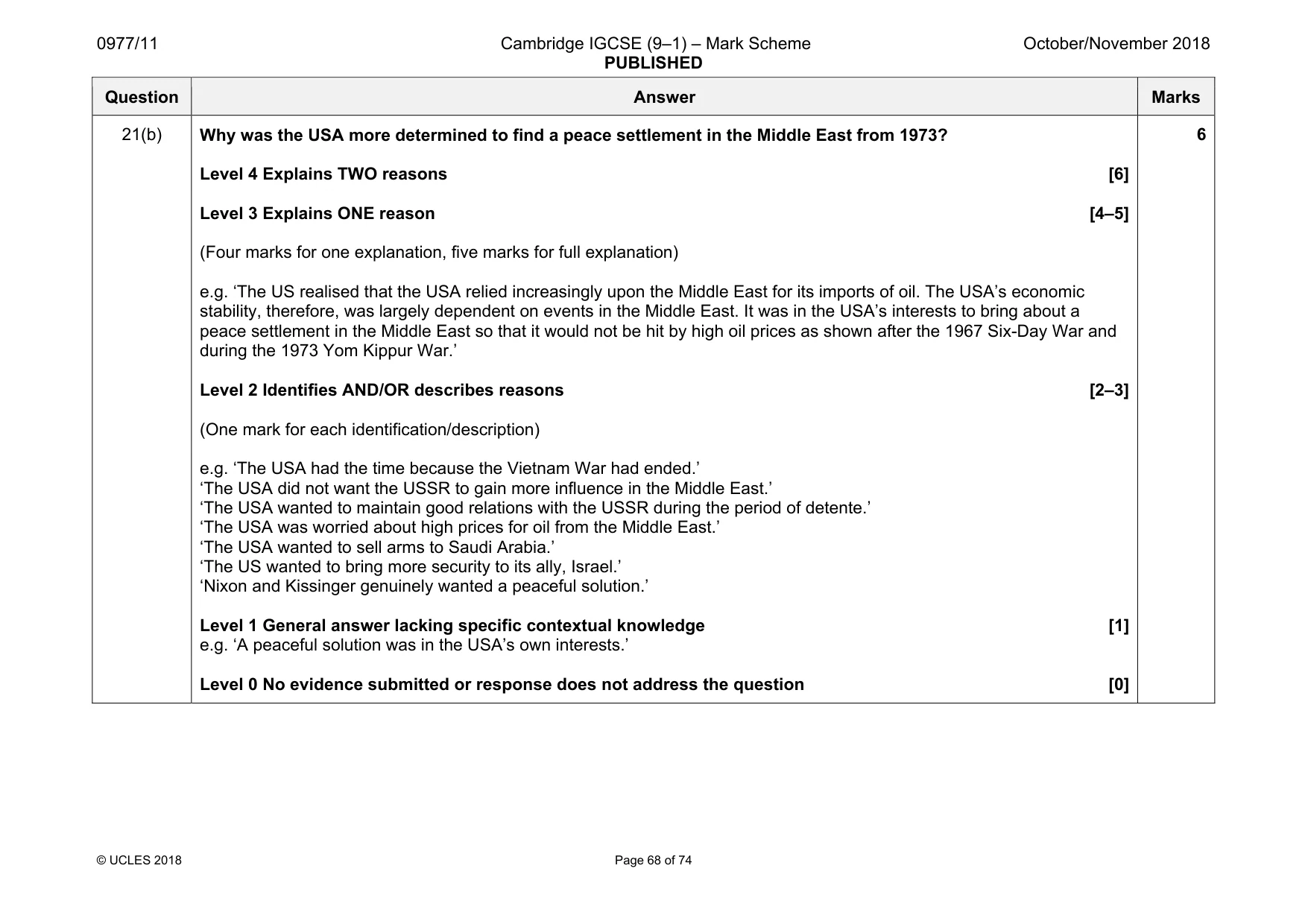 Mark scheme, page 68 of 74