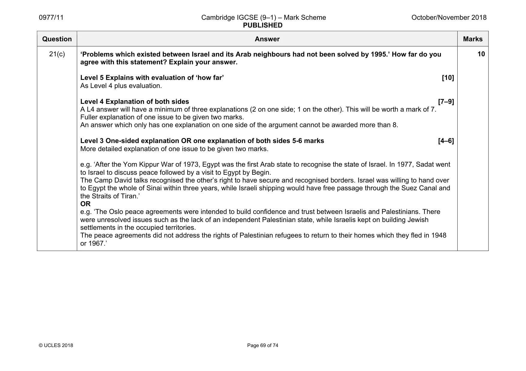 Mark scheme, page 69 of 74