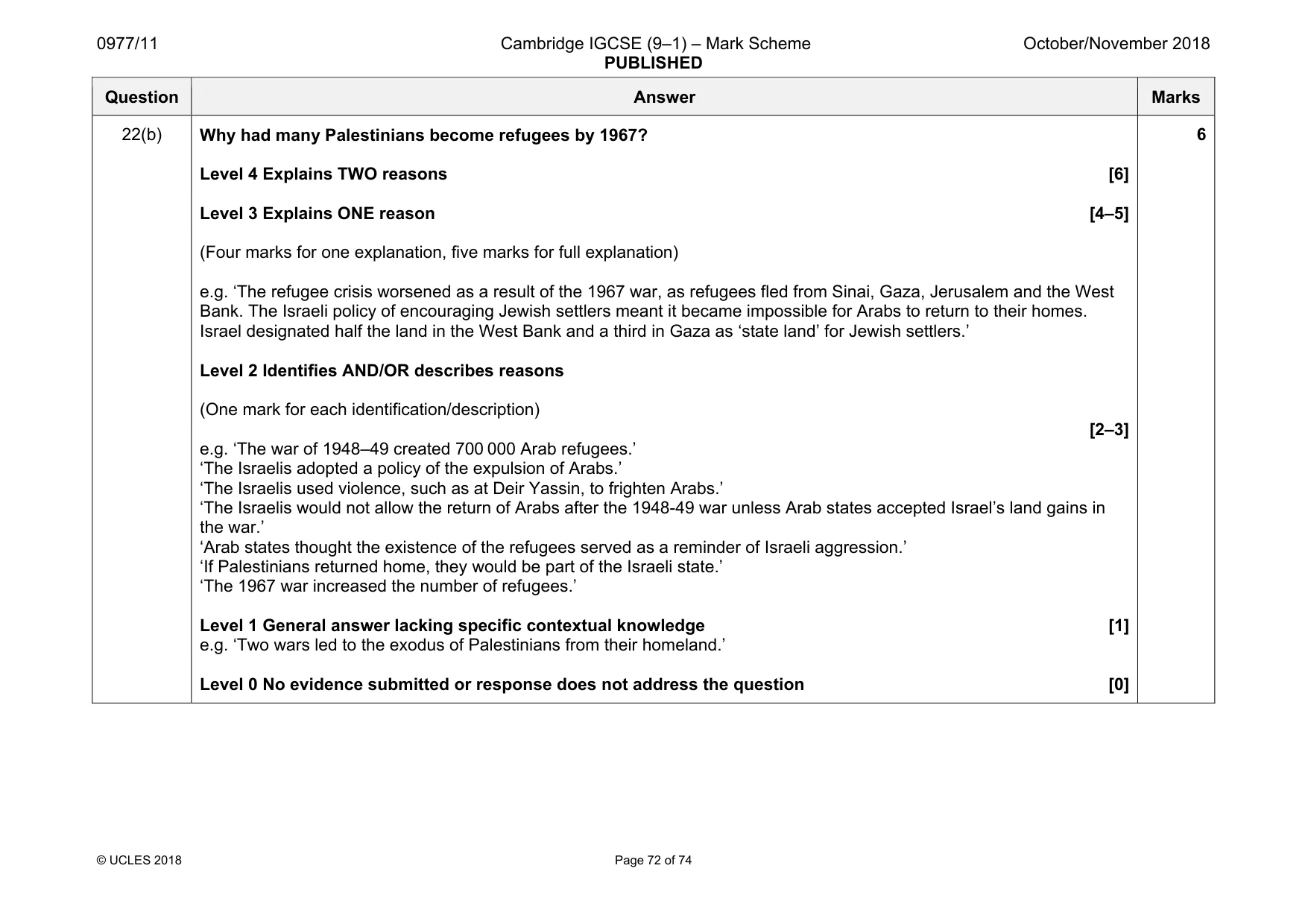 Mark scheme, page 72 of 74