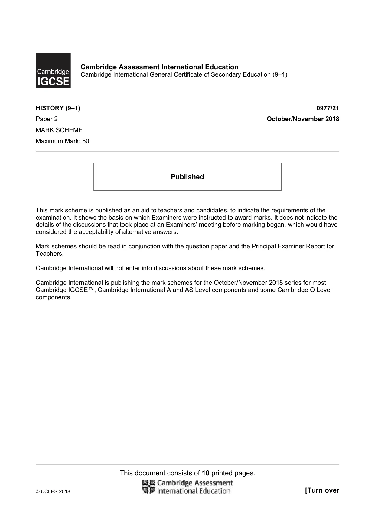 Mark scheme, page 1 of 10