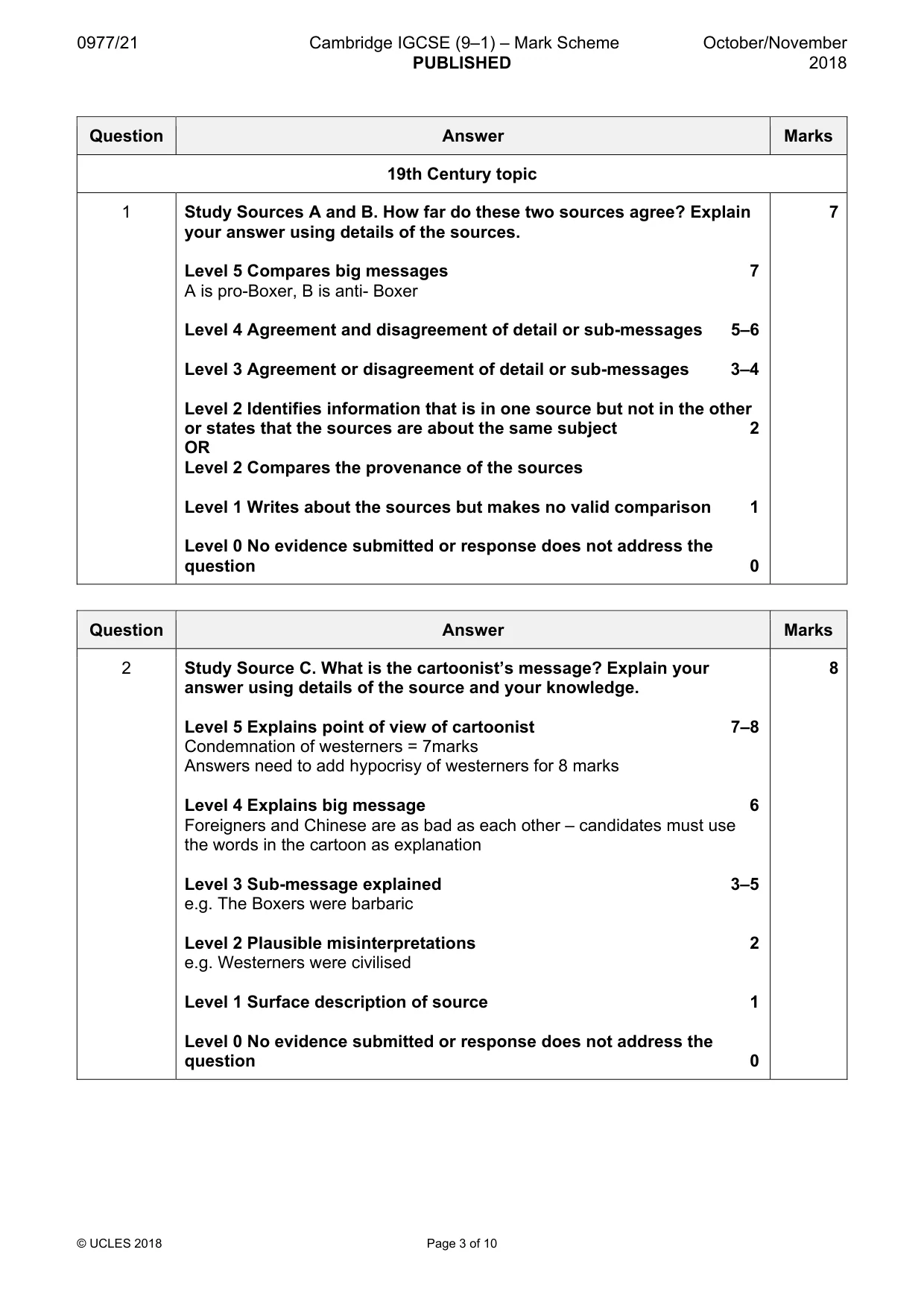 Mark scheme, page 3 of 10