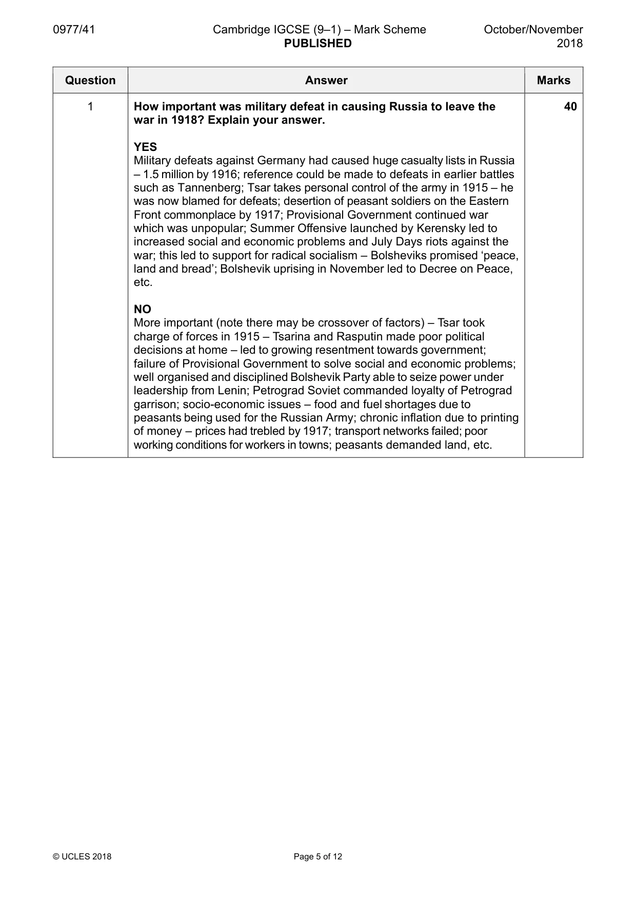Mark scheme, page 5 of 12
