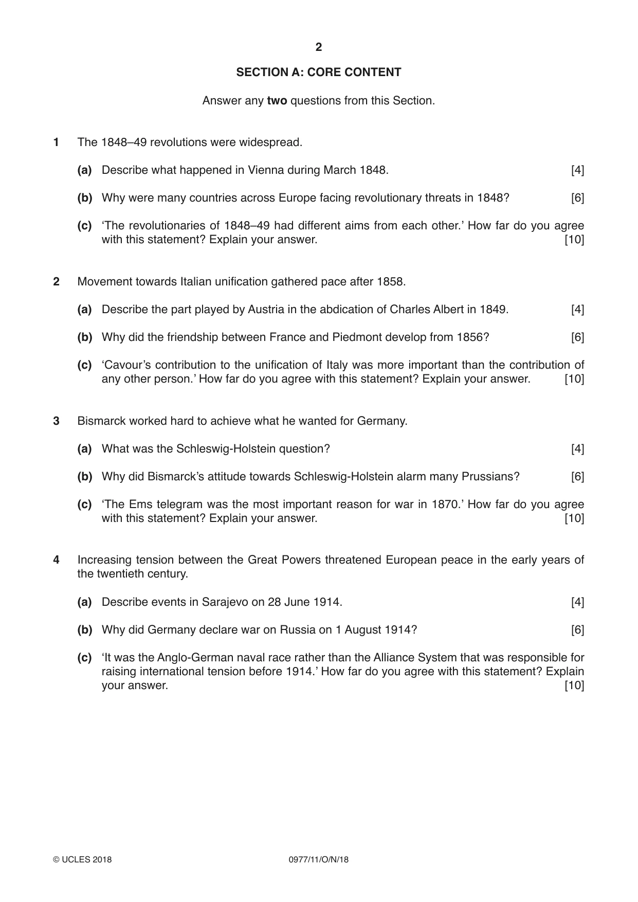 Cambridge IGCSE History (9-1) 0977 2018 Oct/Nov Paper 1 · Variant 1 question paper, page 2 of 12