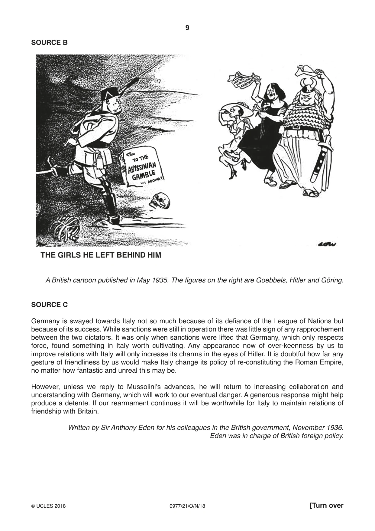 Cambridge IGCSE History (9-1) 0977 2018 Oct/Nov Paper 2 · Variant 1 question paper, page 9 of 12