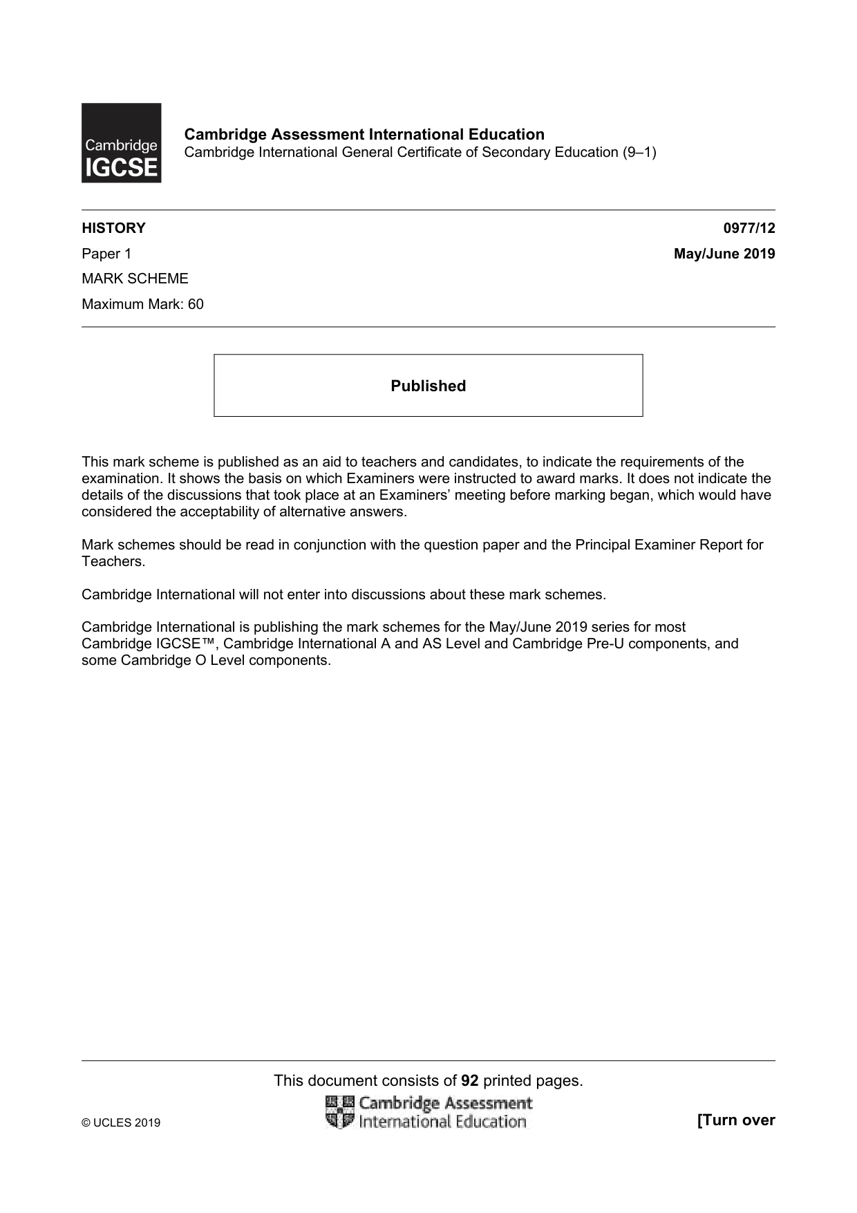 Mark scheme, page 1 of 92