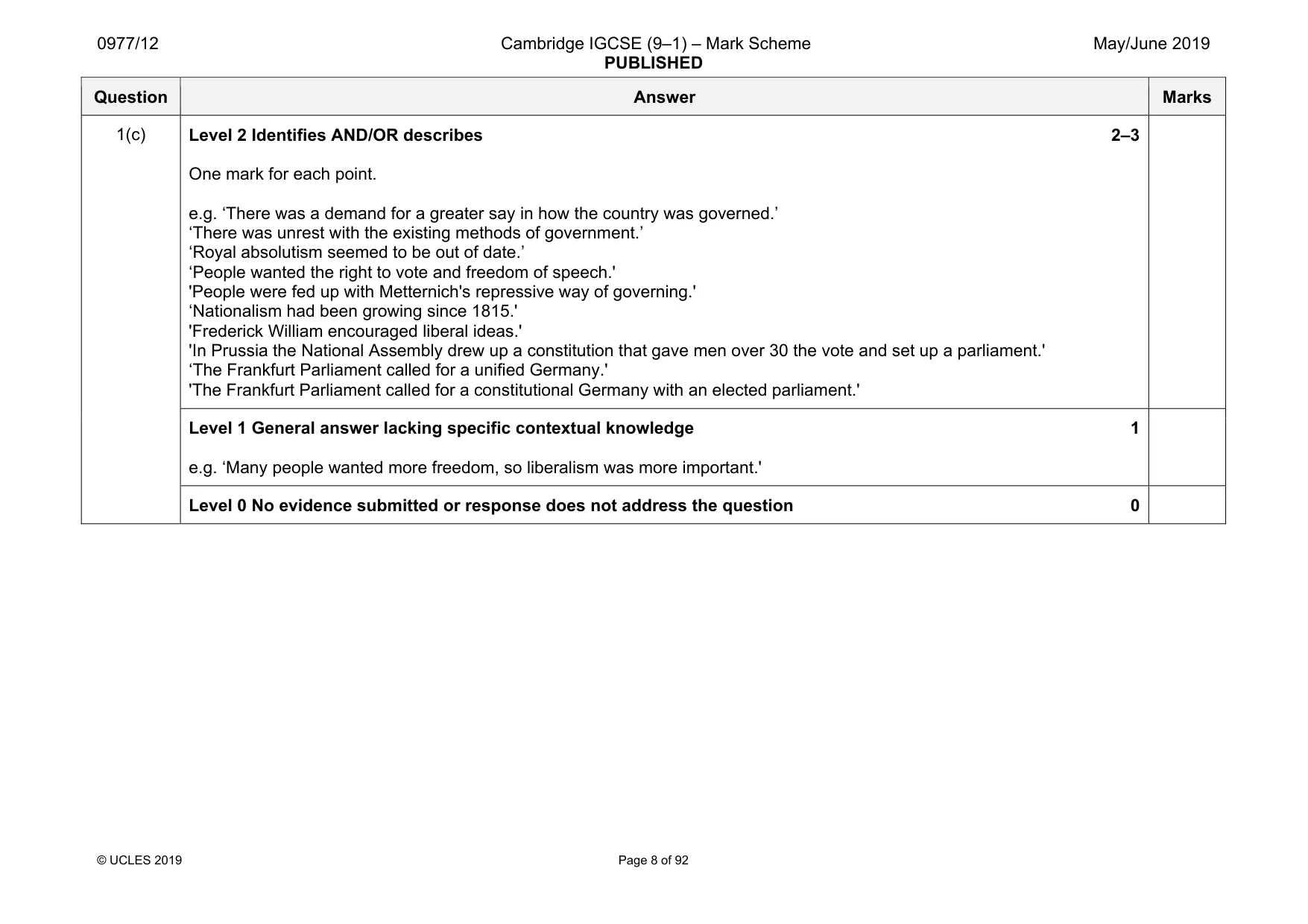 Mark scheme, page 8 of 92