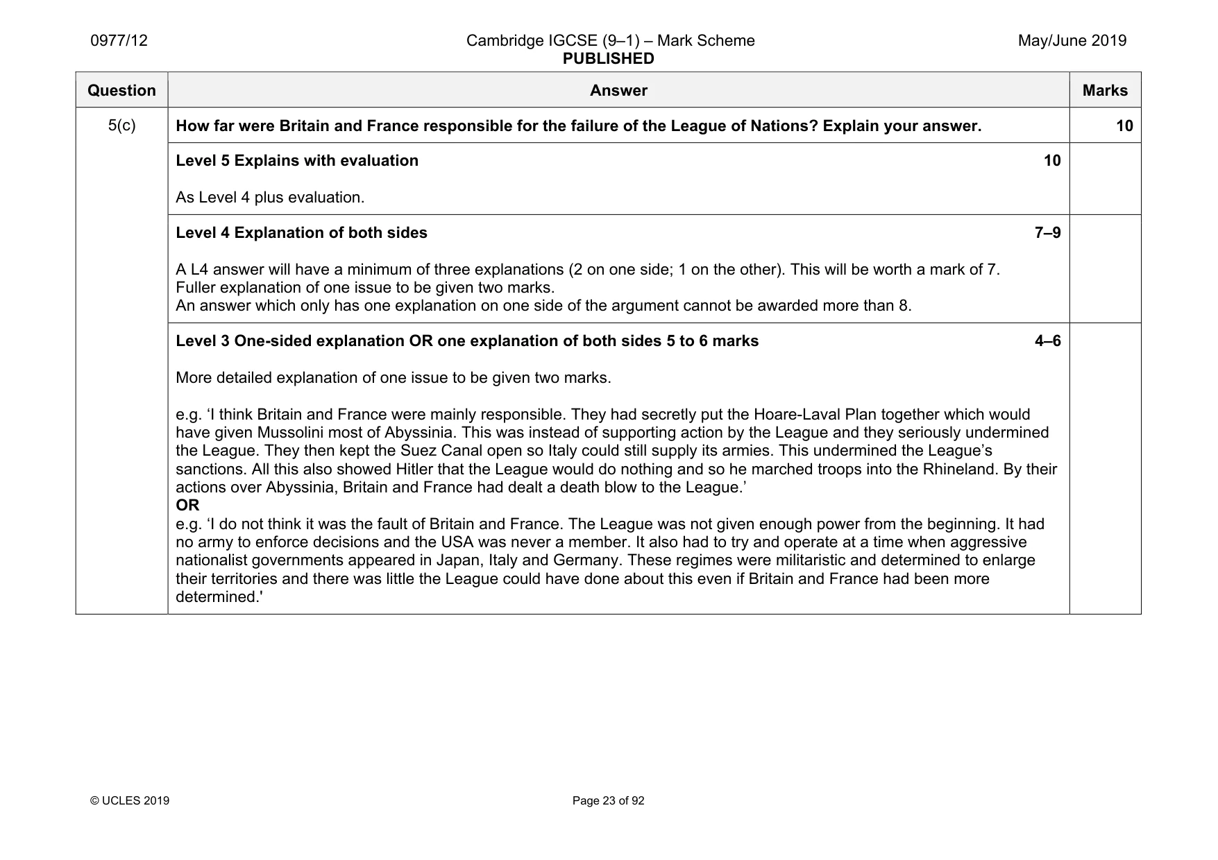 Mark scheme, page 23 of 92